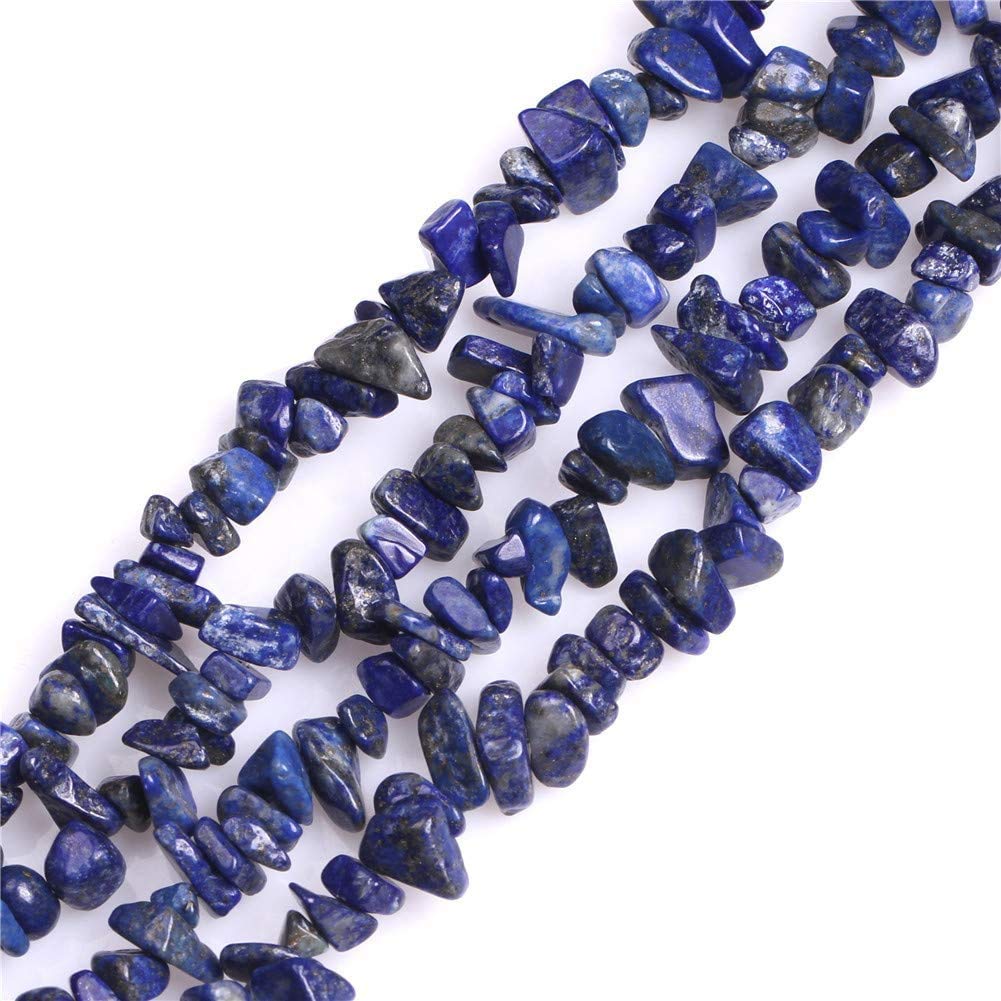 HAAMIIQII 5-8mm Natural Blue Lapis Lazuli Chips Beads Irregular Chip Stones Loose Gemstone Beads for Jewelry Making Strand 30 Inch