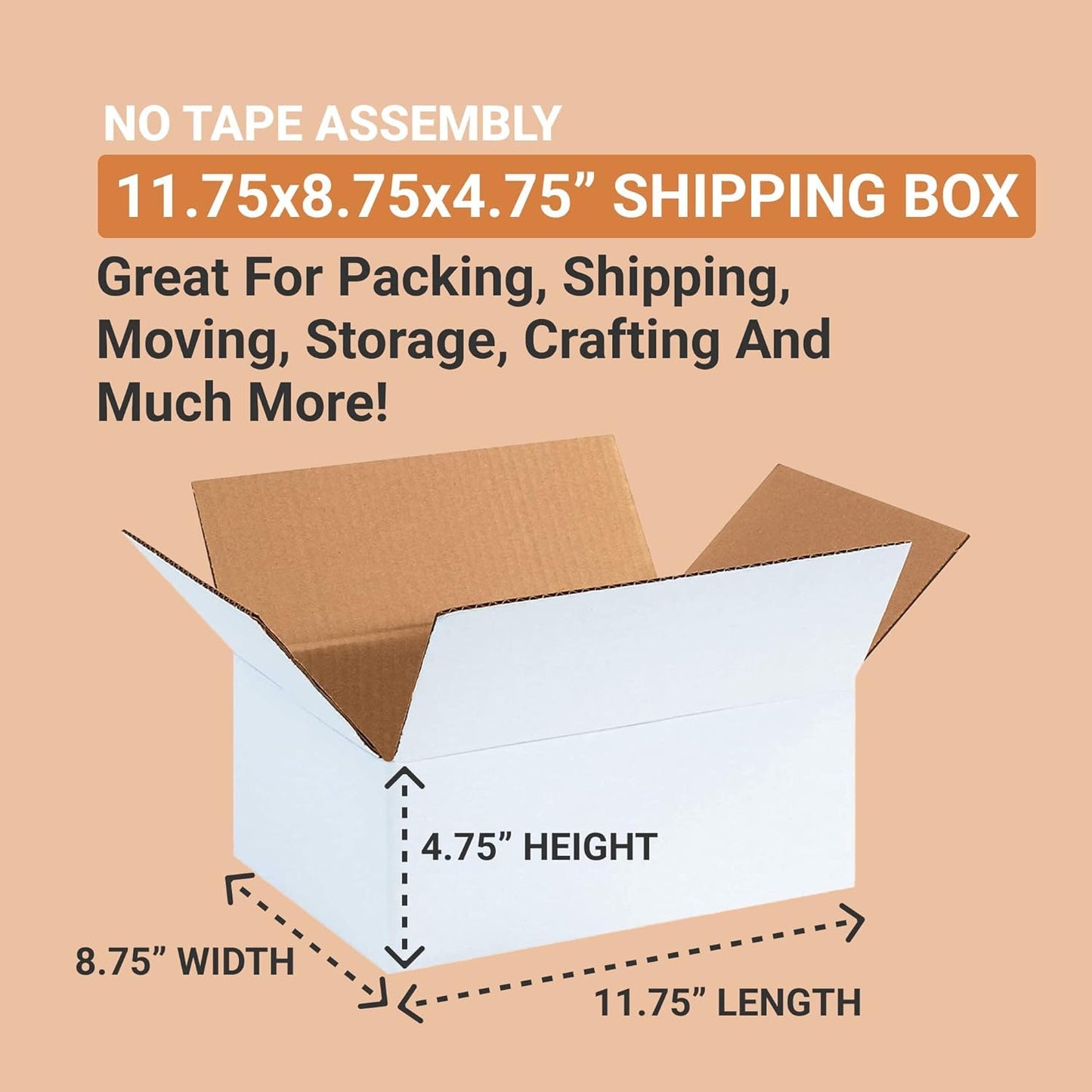 Tape Logic Shipping Boxes Small 10"L x 8"W x 6"H, 25-Pack | Corrugated Cardboard Box for Packing, Moving and Storage