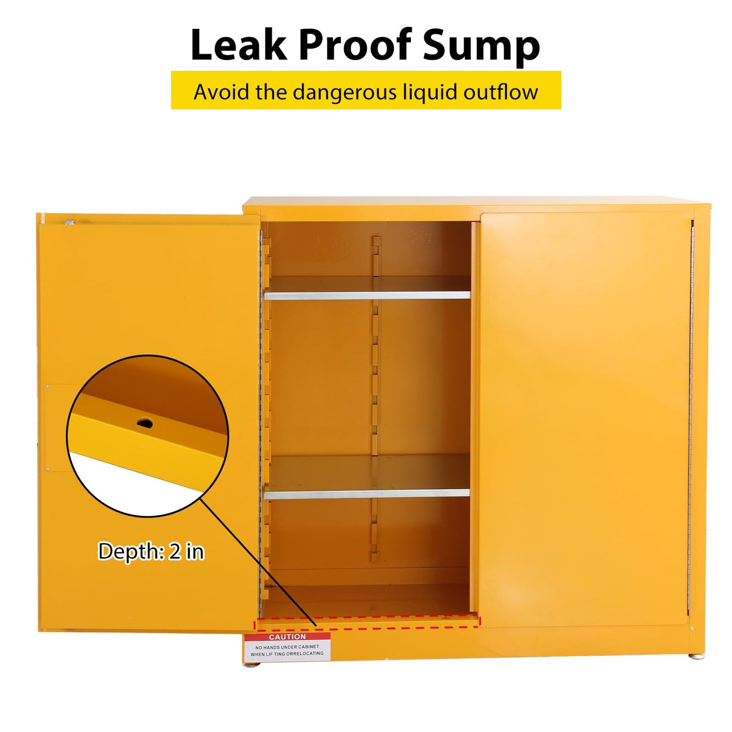 PeacefulHues 30 Gal Flammable Safety Cabinet, 2-Door Yellow Safety Storage Cabinet with Adjustable Shelves, Galvanized Steel Chemical Cabinet for Garage, Shop, Industrial Use
