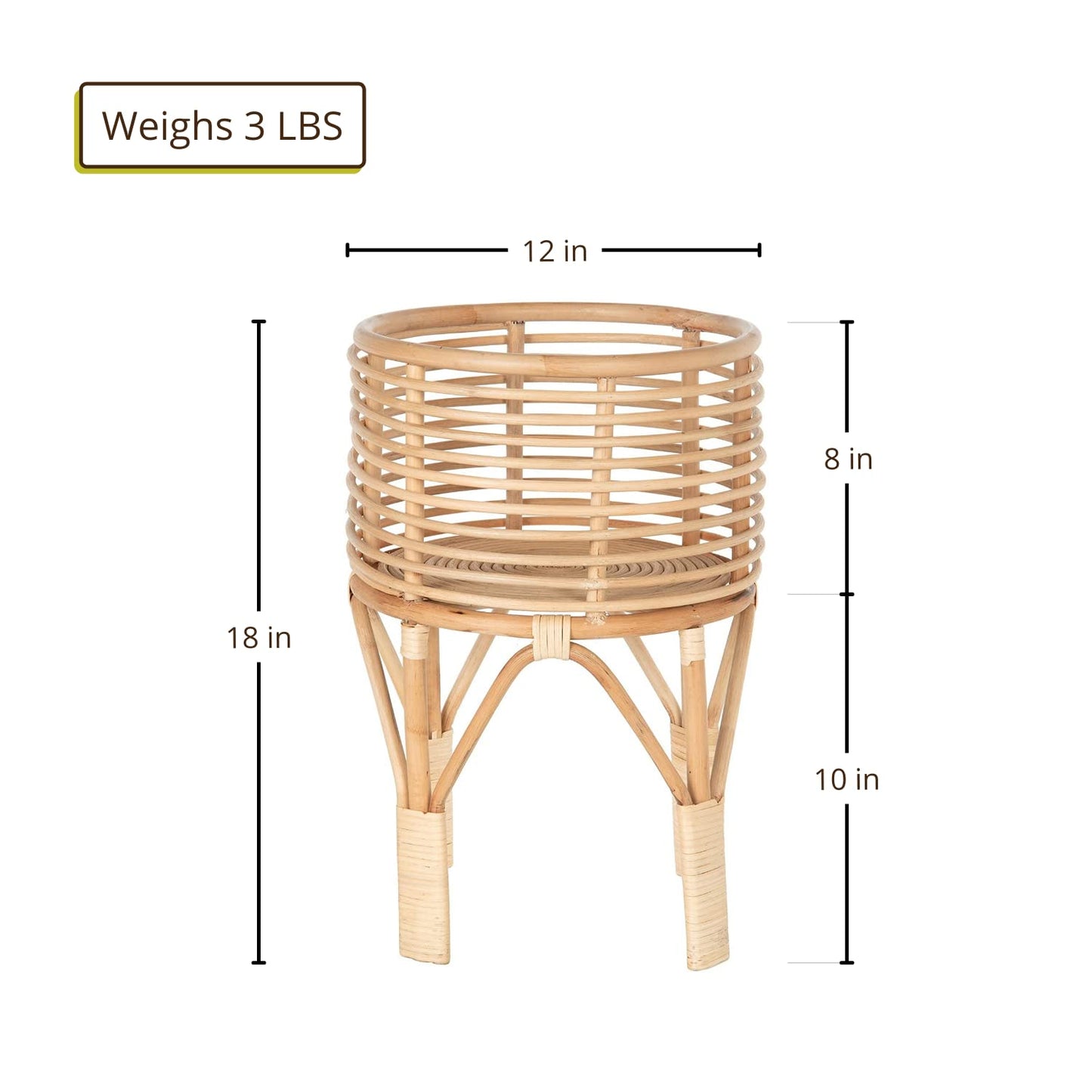 KOUBOO Rattan Indoor Plant Stand, Small, Natural Planter Brown