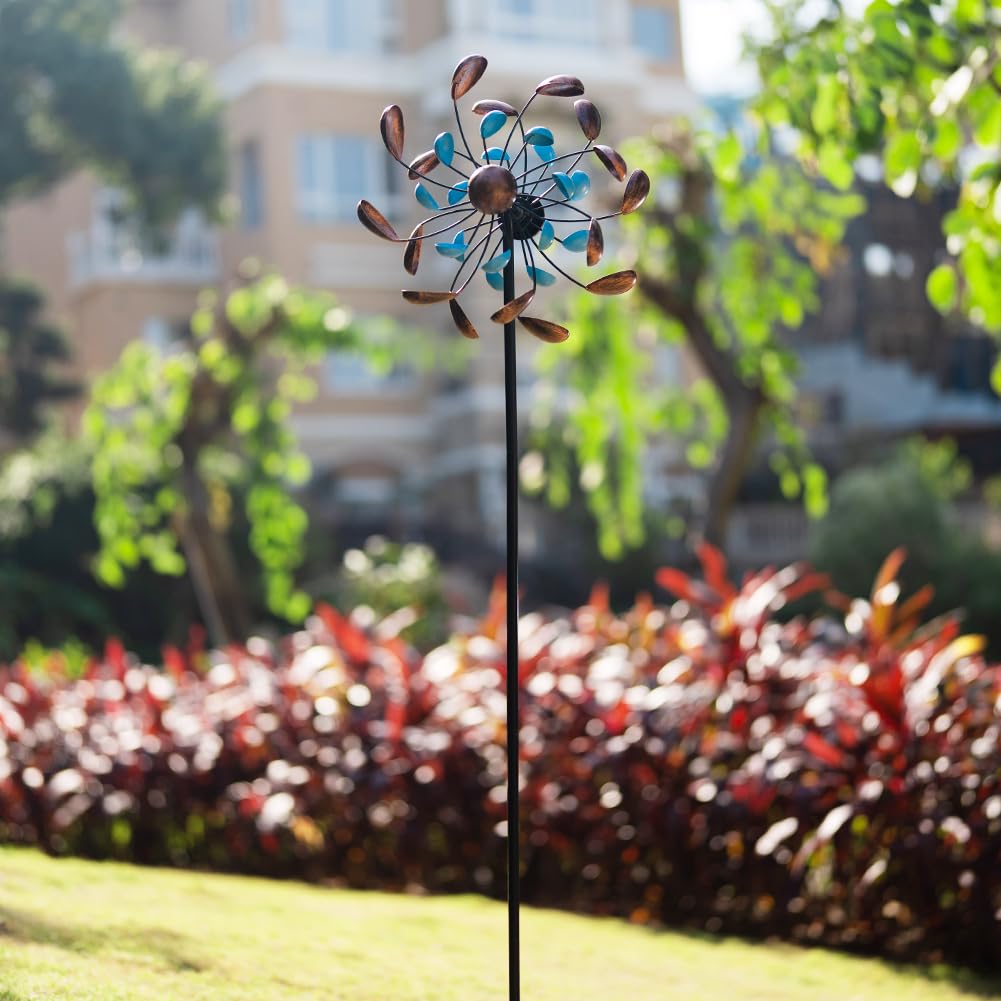 Sunnylight Wind Spinner Outdoor, Wind Sculpture Spinner with Metal Stake, Yard Art Decor for Patio, Lawn & Garden 13 * 57 inches