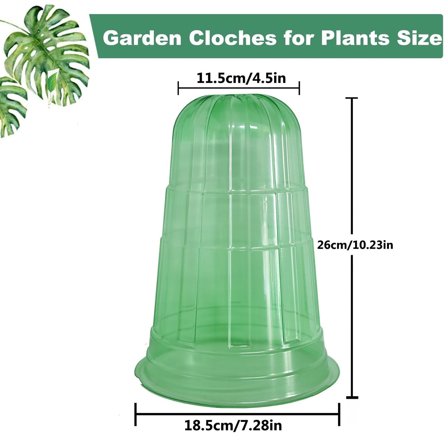 Fshow Upgraded Garden Cloches for Plants, Reusable Bell Plant Protector, Garden Protection from Animals Snails Birds Chickens Insect， Compatible with Slug Collar (Green 10 Pack)