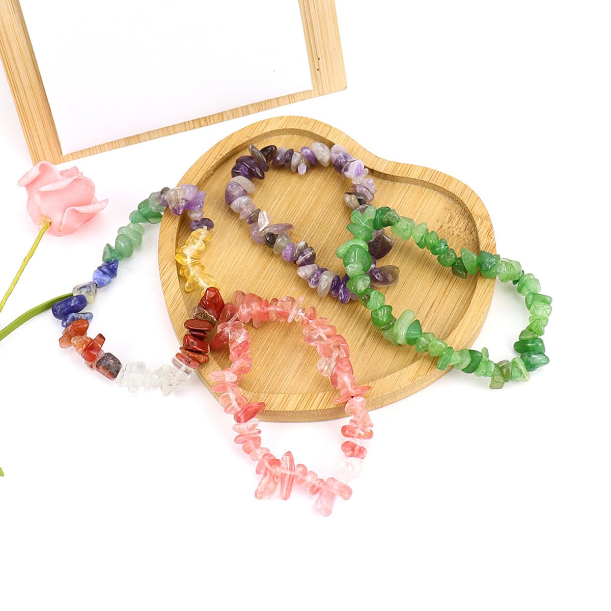 Erliway 7 Chakra Crystals Bracelet Irregular Beads Stretch Bracelet Healing Crystals Chips Bracelet Natural Gemstone Bracelets for Women Jewelry Reiki Meditation