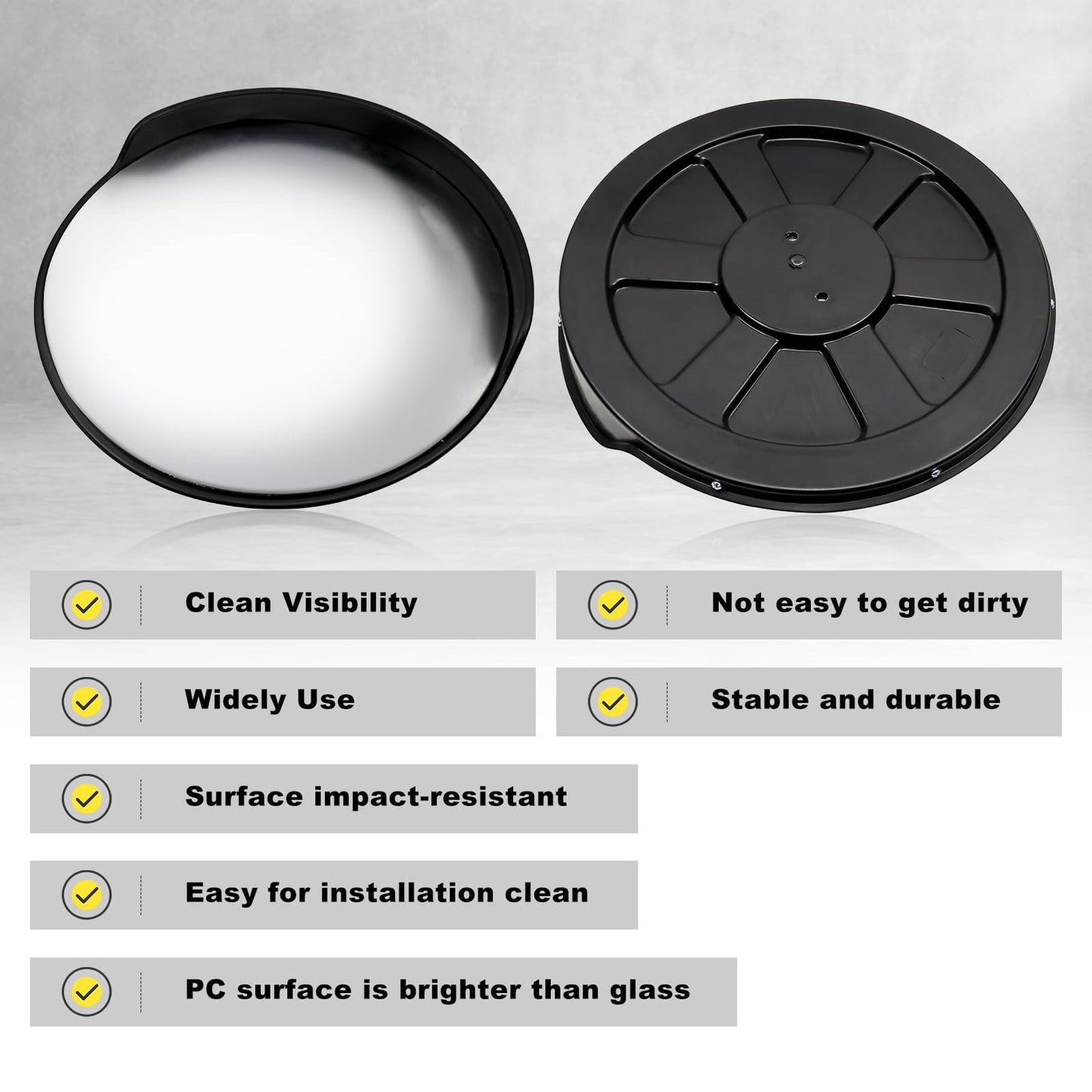 KOBSAINF 18 Inch Convex Mirror Outdoor with Adjustable Wall Fixing Bracket, Driveway Mirror for Wide Angle View Security Blind Spot