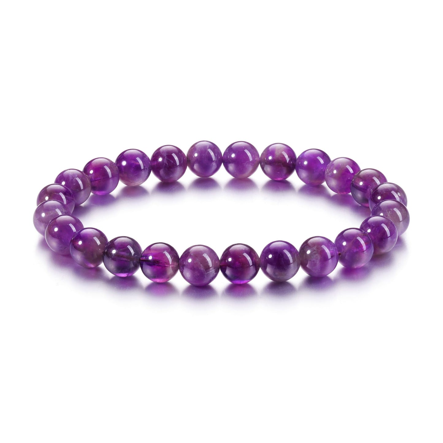Jovivi Amethyst Crystal Bracelets for Women Men - 8mm Handmade Natural Semi Precious Gemstone Beaded Bracelets, Round Stone Beads Stretch Bracelet, Healing Yoga Bracelets Jewelry Gifts