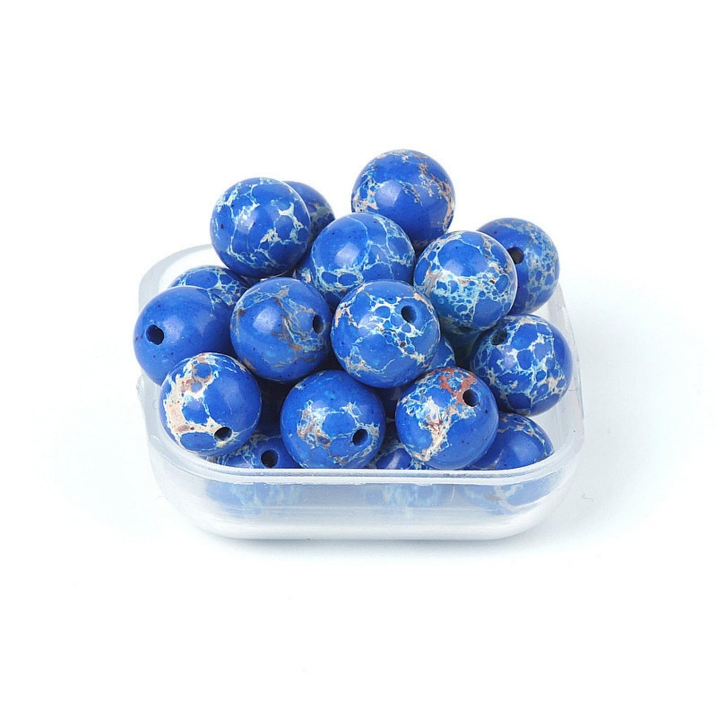 100Pcs Natural Stone 6mm Dark Blue Imperial Jasper Round Loose Gemstone Energy Healing Beads Hole Size 1mm DIY Smooth Beads for Bracelet Necklace Earrings Jewelry Making