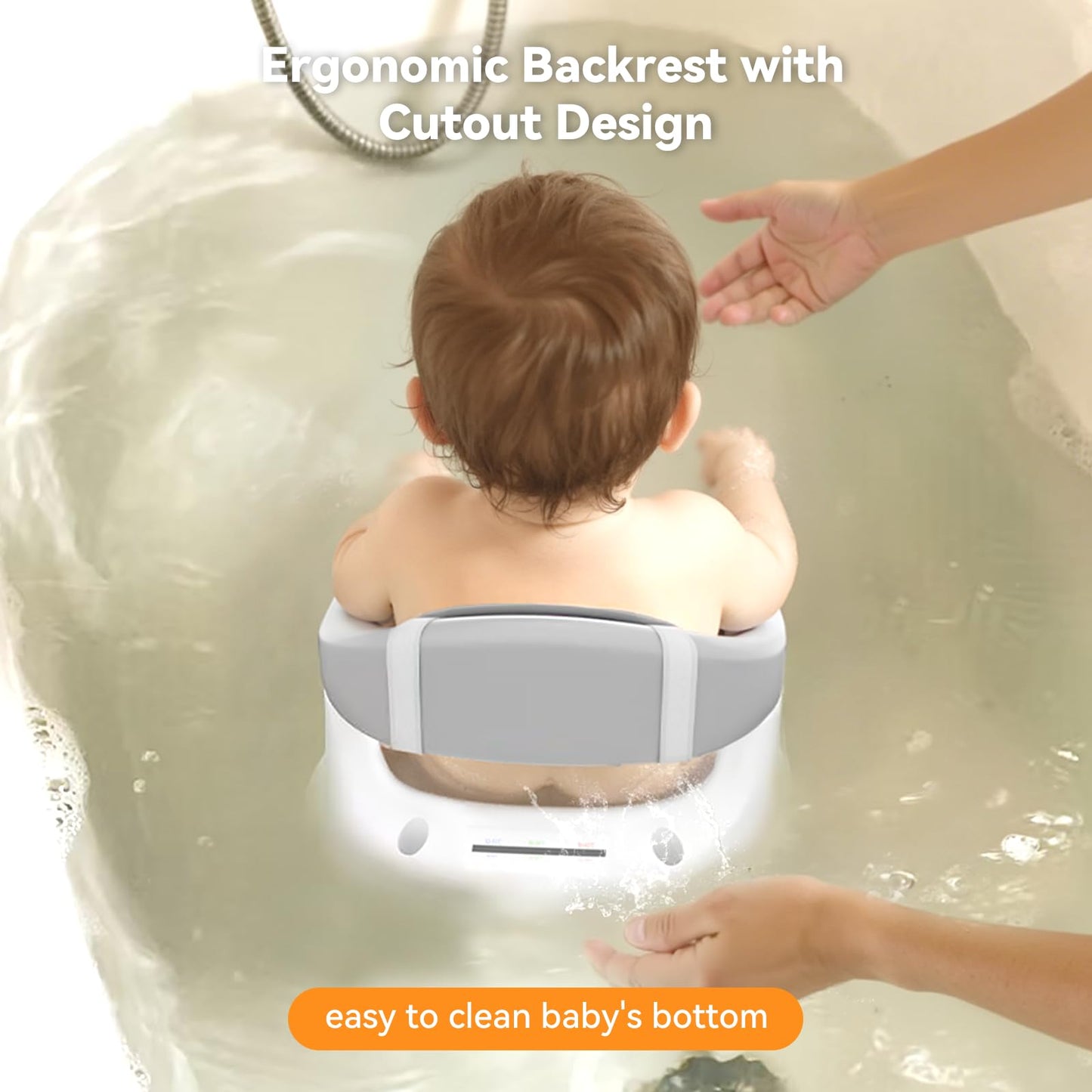 Baby Bath Seat for Babies 6 Months & Up - 360° Protection Bath Seats for Babies Sitting Up | Baby Bath Chair with Temperature Alert & Cushion | Toddler Bath Seat Newborn Infants Baby Bathtub Seat