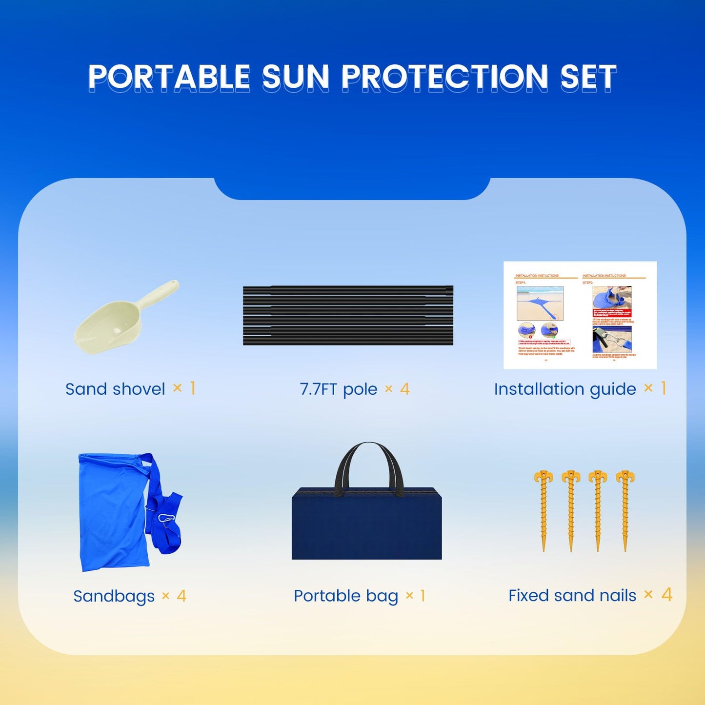 besuhot Beach Tent Sun Shelter 10x10FT Beach Shade Canopy with 8 Sandbags, UPF 50+ Protection Beach Shade Canopy, Outdoor Tent for Beach Camping Trips, Fishing, Backyard