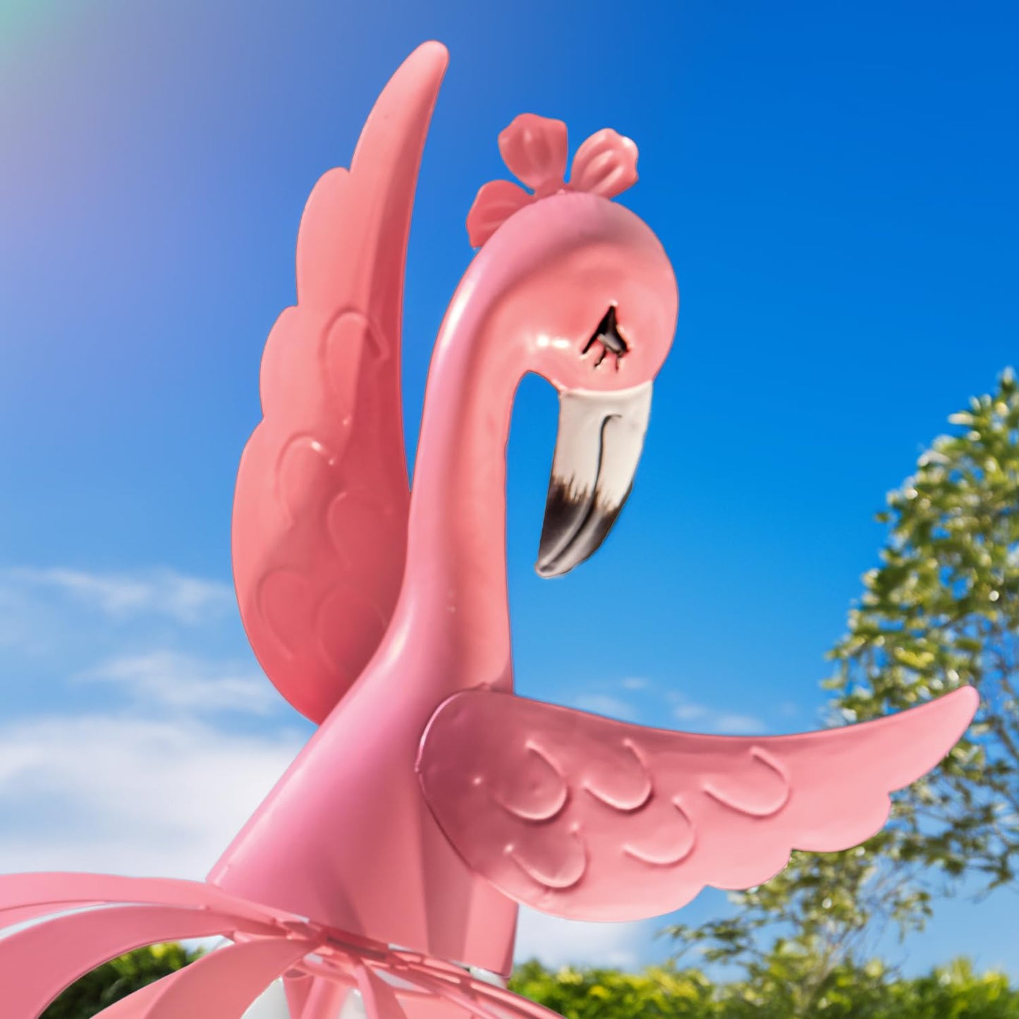 Bits and Pieces Pink Flamingo Wind Spinner - 38 Inch Outdoor Garden Decoration Rust-Resistant Windspinner Windmill Yard Art