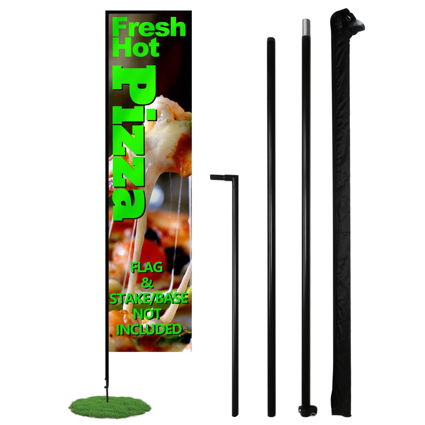 Anley Rectangle Feather Flagpole Set - Assembled Flutter Banner Pole Set with Carrying Bag - Fits 2Ft X 6Ft Feather Flags (Flag and Stand Not Included) - Flagpole ONLY