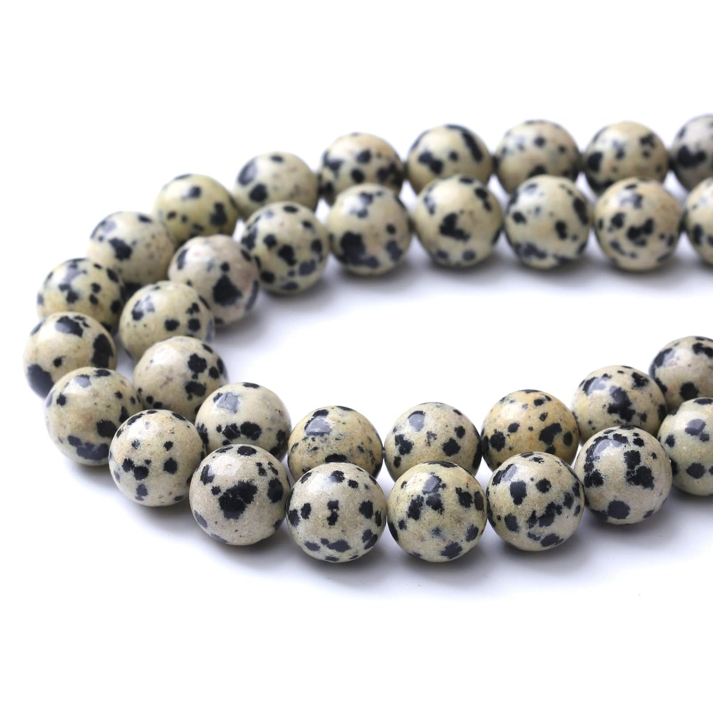 10mm 38pcs Natural Stone Beads Dalmatian Jasper Round Loose Spacer Beads for Jewelry Making DIY Bracelet Necklace Accessories (10mm, Dalmation Jaspers)