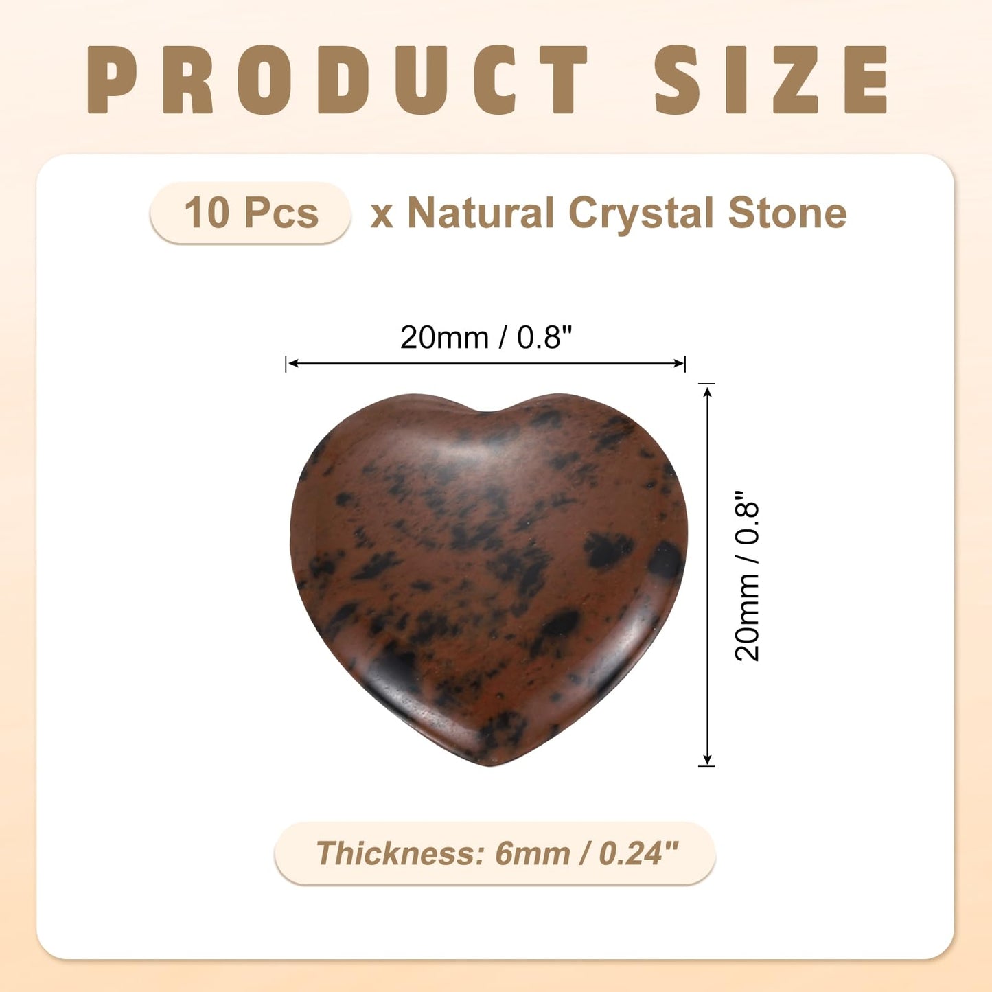 PATIKIL 10Pcs Natural Heart Shaped Crystal Stone, 0.8" Polished Love Gemstone Crystal, Pocket Rock Engraved Worry Stones for Women Valentines Gift Meditation 0.24" Thick, Mahogany Obsidian