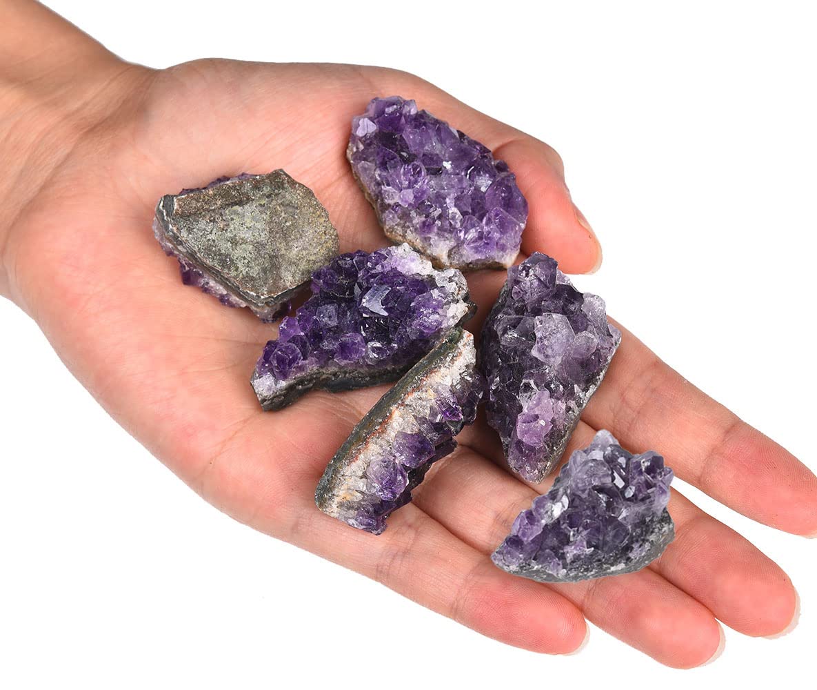 JIC Gem 1.1 LB Amethyst Clusters Natural Raw Amethyst Geode Rock Crystal Healing Stones Witchcraft Gemstone Specimen