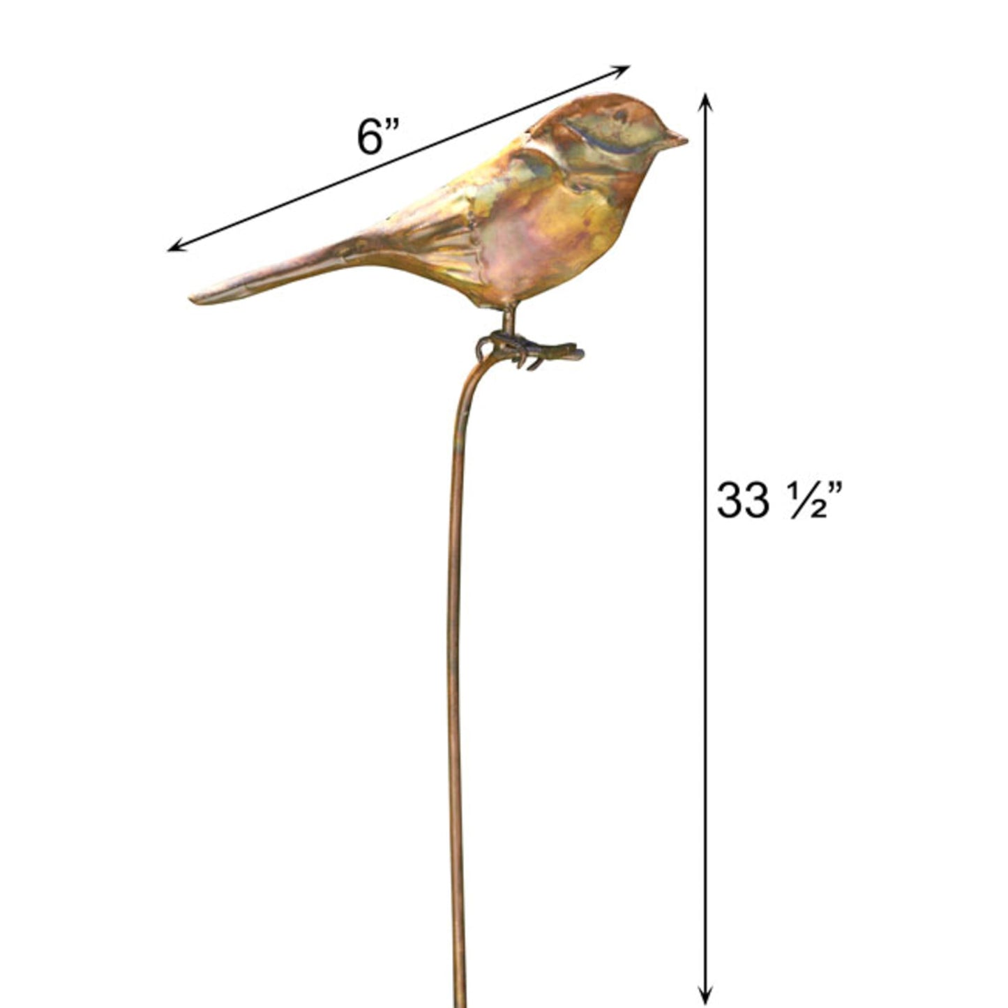 BestNest Ancient Graffiti Flamed Copper Garden Stakes, Set of 3 Metal Outdoor Yard Ornaments with Songbird, Dragonfly & Hummingbird Toppers, Decorative Staked Garden Art