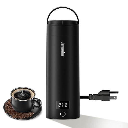 Travel Portable Electric Tea Kettle, Small Coffee Kettle, Mini Hot Water Boiler, 380mL & 304 Stainless Steel, with 4 Variable Presets and Auto Shut-Off(Black)
