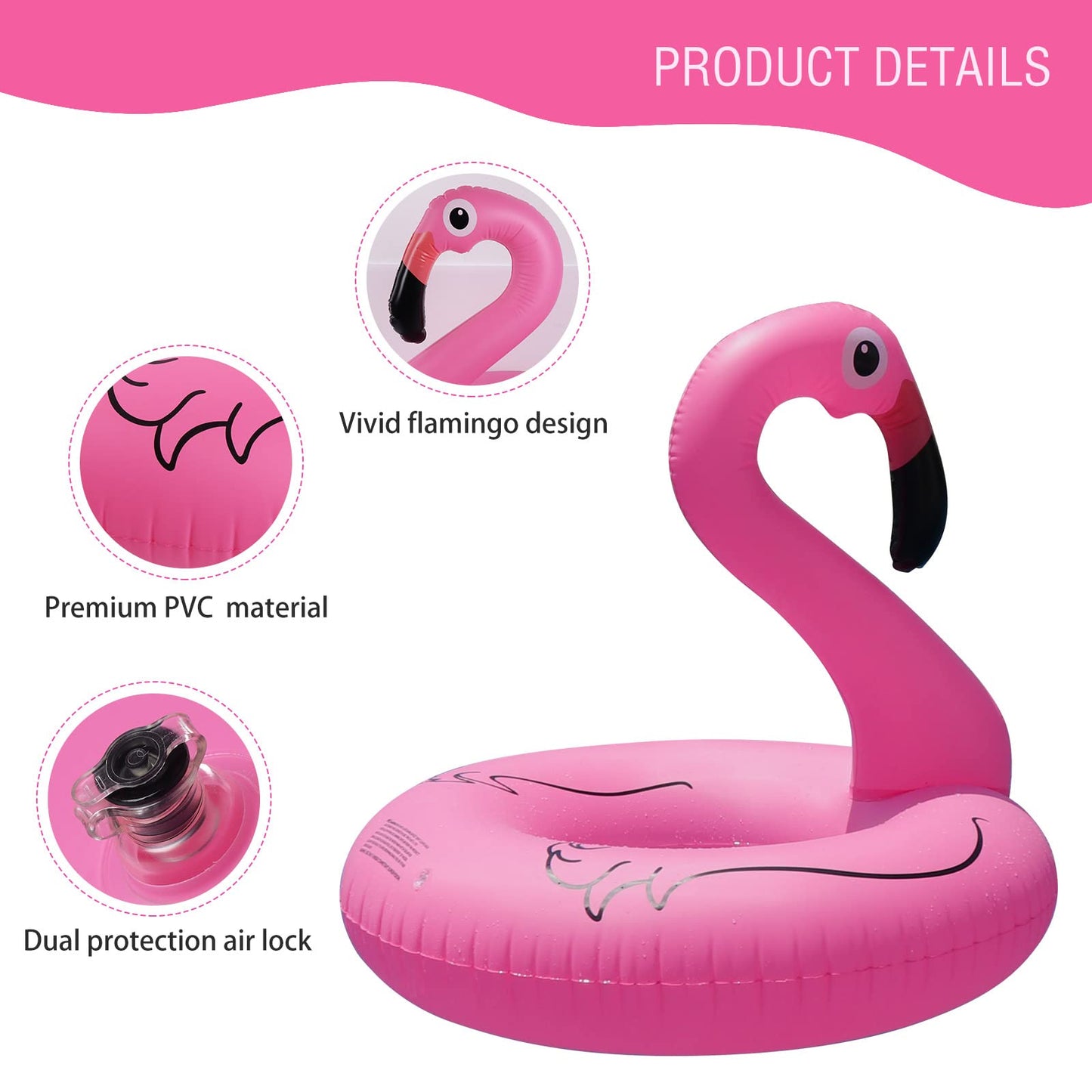 FlyfreeU Flamingo Inflatable Pool Floats with Lights, Solar Flamingo Pool Floats for Adults, 42 Inch Pool Float Lake Beach Floaty, Swimming Pool Float Raft Lounge for Adults Party Water Fun