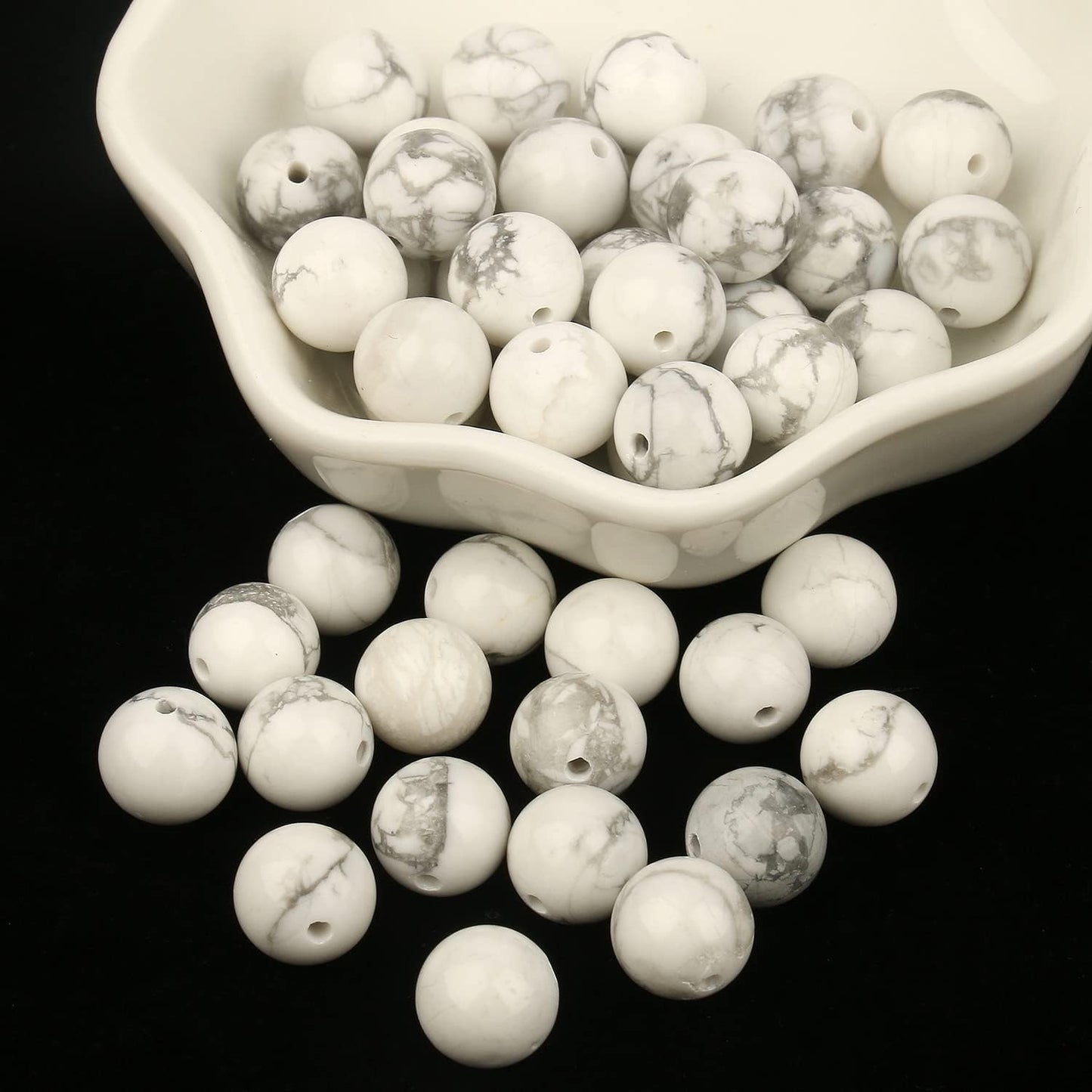 Yochus 45pcs White Howlite Turquoises Beads，8mm Healing Power Natural Stone Round Loose Beads for Jewelry Making Earring Necklace DIY Crafts