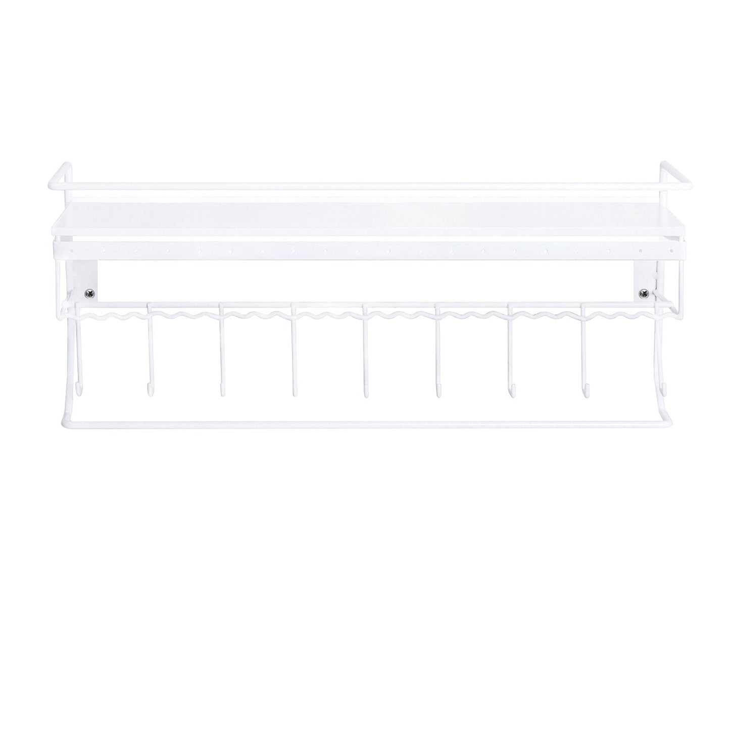 JackCubeDesign White Metal Necklace Jewelry Organizer Wall Mount Jewelry Holder Shelf Mounted Hanging Storage Hooks for Necklace, Earrings, Sunglasses, and Aesthetic Room Decor – MK238B