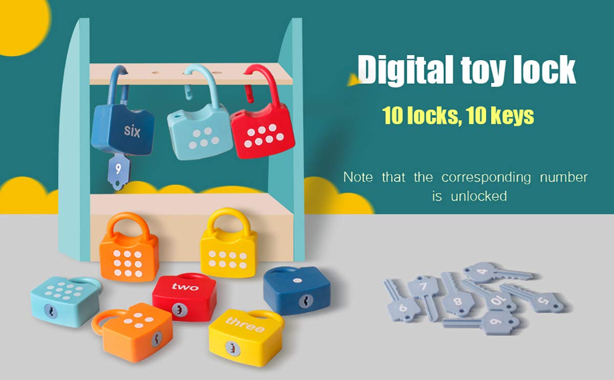 Lerdots Kids Learning Locks with Keys, Montessori Counting Toys for Toddlers, 1-10 Dots Number Matching Toys, Preschool Math Learning Activities for Ages 3 4 5 Boys Girls, Educational Gifts
