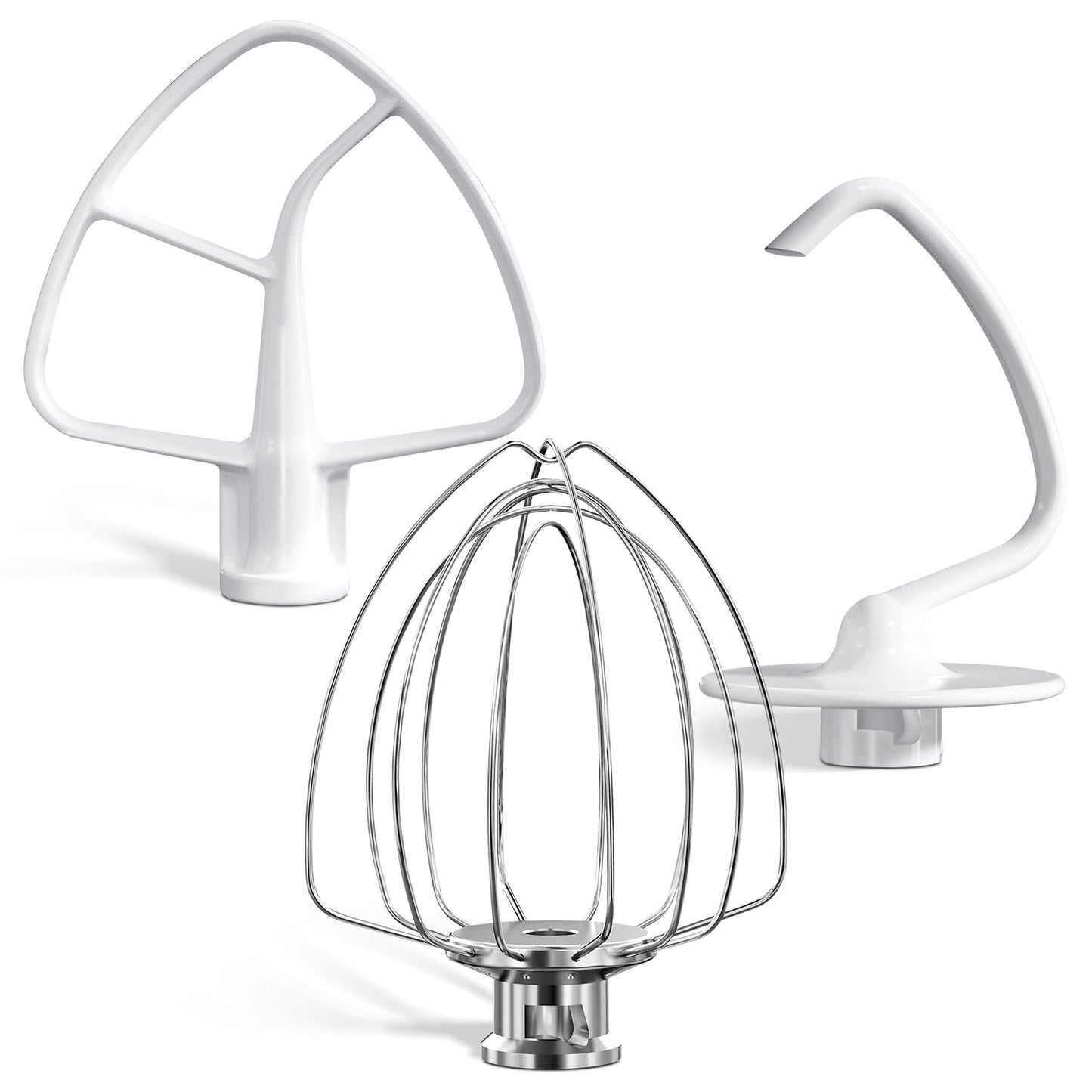 LETOMS Stand Mixers Accessories 3-Piece Including K45WW Wire Whip & K45DH Dough Hook & K45B Flat Beater fit for Kitchenaid 4.5-5QT Tilt-Head Stand Mixers