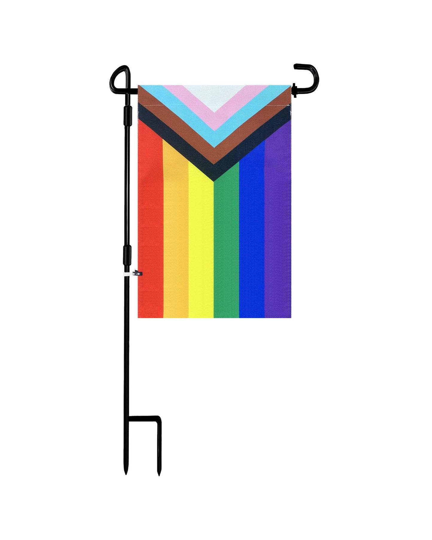 TOPFLAGS Garden Flag Stand with Pride Garden Flags Metal Yard Holder Pole Stake Small Stands for 12.5x18 Inch Double Side LGBTQ Progress Flags with Clips and Stopper