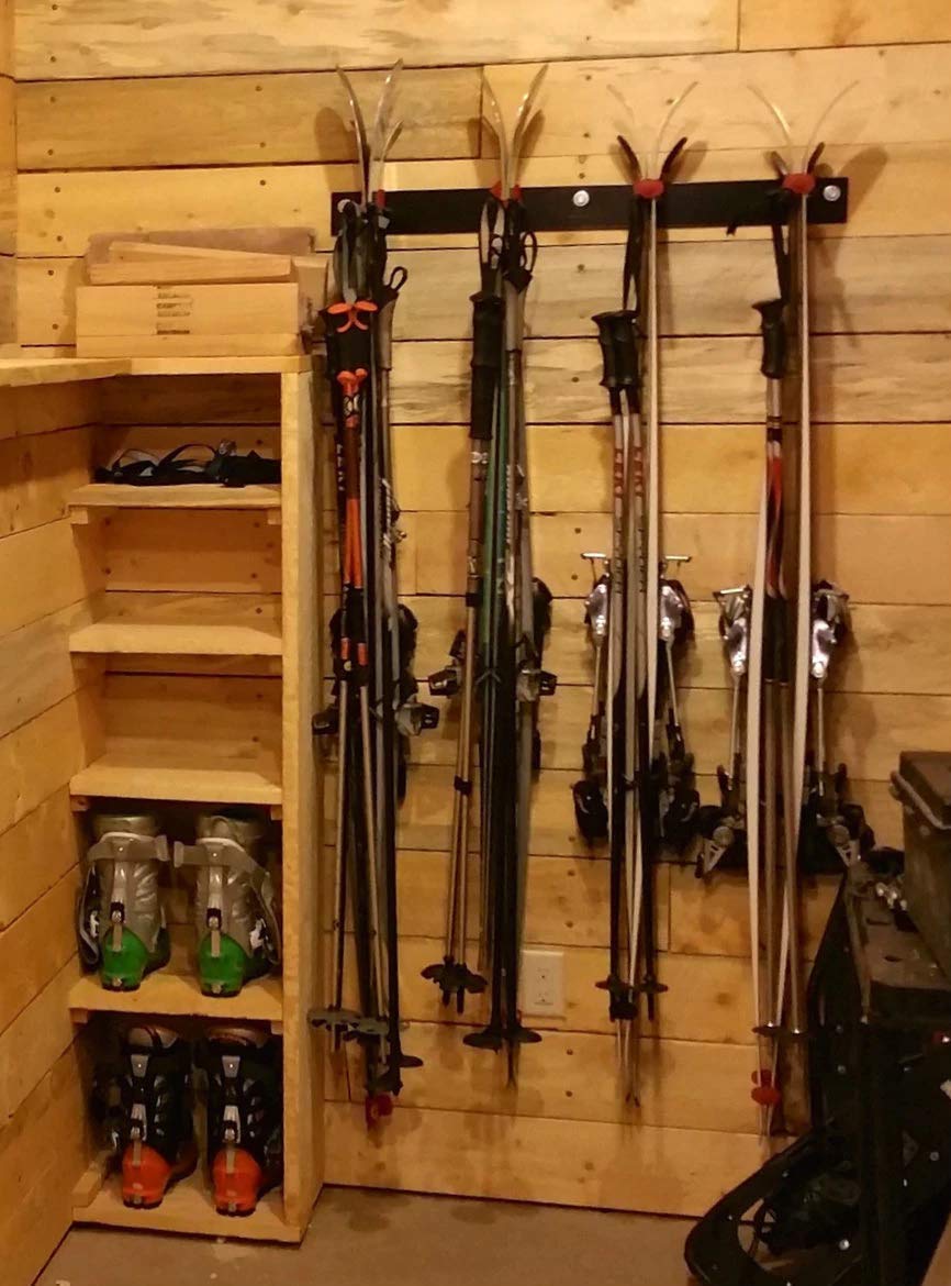 StoreYourBoard Ski Rack Wall Mount – Heavy-Duty Steel Ski Wall Mount Holds Up to 8 Pairs of Skis, Space-Saving Ski Rack for Garage, Home, or Cabin – Durable Wall Storage Organizer - Holds Up to 200lb