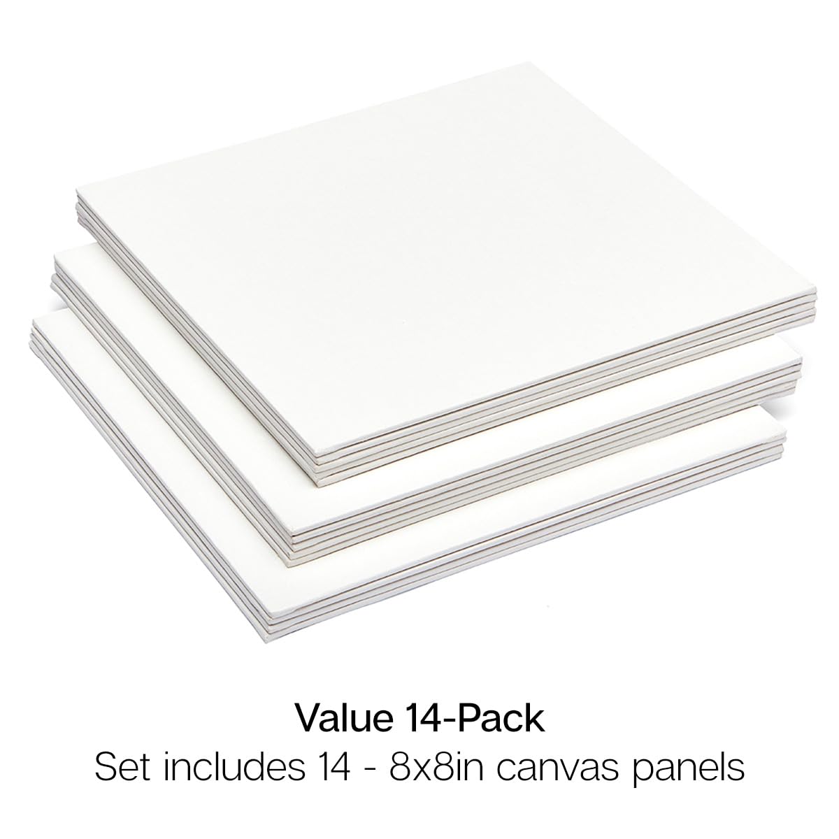 KINGART White 8" x 8" Artist Canvas Boards, Value Pack of 14 Square Panels, Gesso Primed - 100% Cotton, Art Supplies for Oil and Acrylic Painting