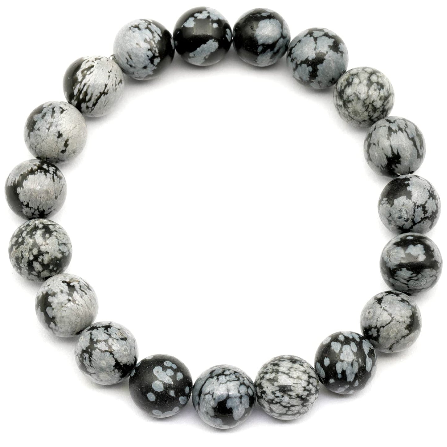 Snowflake Obsidian Beaded Stretch Bracelet for Men & Women | Handmade Natural Stone Jewelry with 8mm Snowflake Obsidian Beads | Capricorn Zodiac Chakra Elastic Bracelet | Balance Grounding Gift