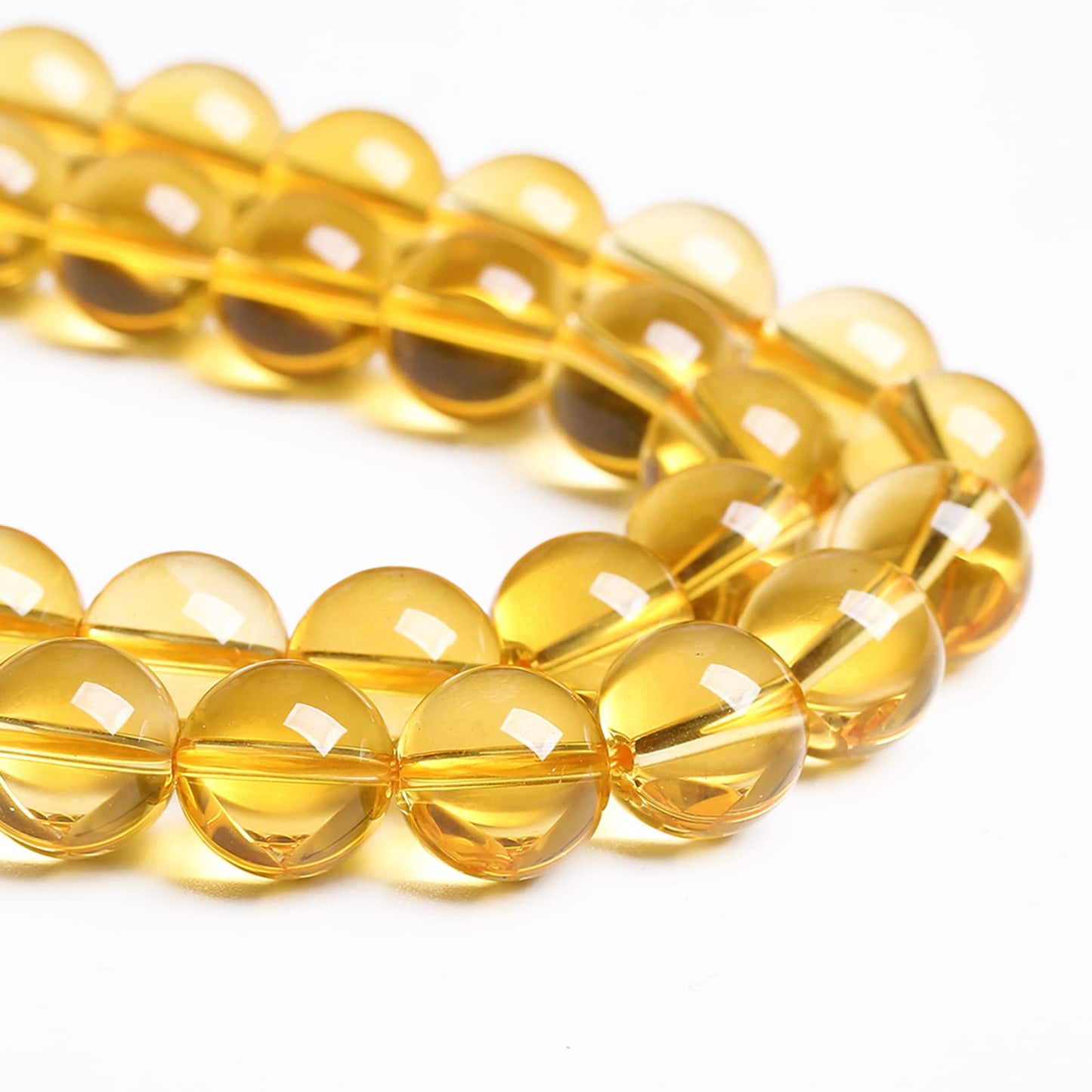 8MM 46PCS Natural Crystal Stone Clean Citrine 3A Grade Loose Beads for Jewelry Making DIY Bracelet