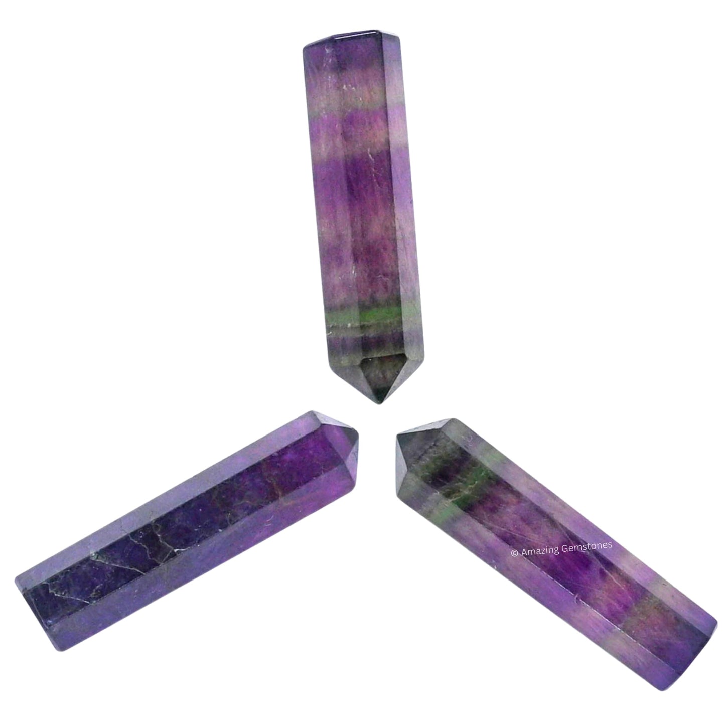Amazing Gemstone Multi Fluorite Crystal Points Bulk Healing Crystals and Stones - Pack of 3 Single Terminated Healing Wand Point Bulk Crystals for Crafts, Crystal Grid, DIY Work - Premium Crystals