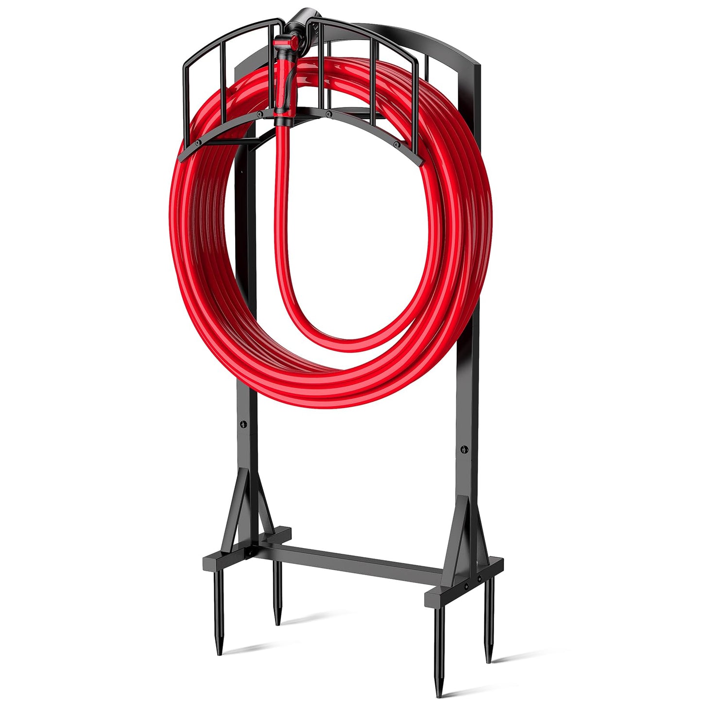 Minicloss Garden Hose Holder, Heavy Duty Hose Hanger with 4 Spikes,Freestanding Water Hose Holders Rack for Outside Lawn & Yard