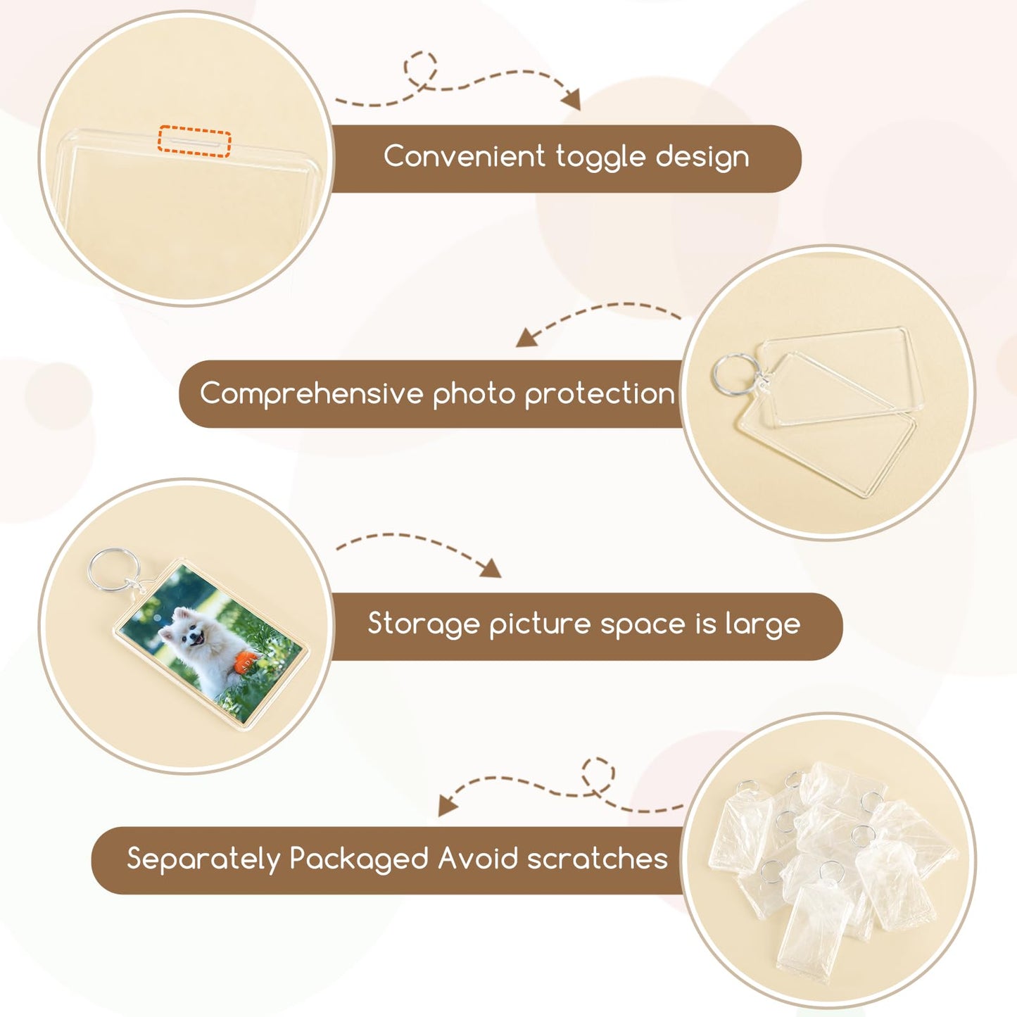 jojnawa 50 Pcs Acrylic Photo Keychain Bulk, Clear Photo Keyrings for Zink Photo Paper 2x3 inch, Shatterproof Acrylic Keychains with Split Rings, DIY Custom Keyring Frames for Gifts, Parties & Crafts
