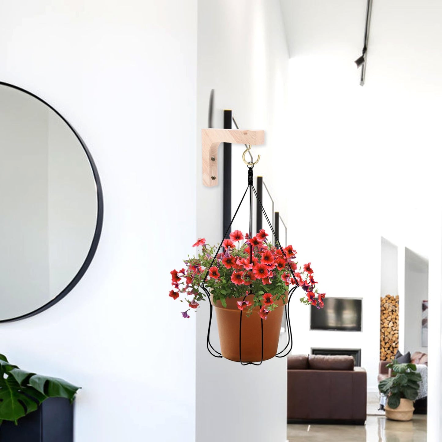 UPKOCH 2pcs Heavy-Duty Wooden Hanging Plant Hooks for Indoor Outdoor Wall Mount Planter Hangers Suitable for Flower Pots and Ceiling Plant Stands