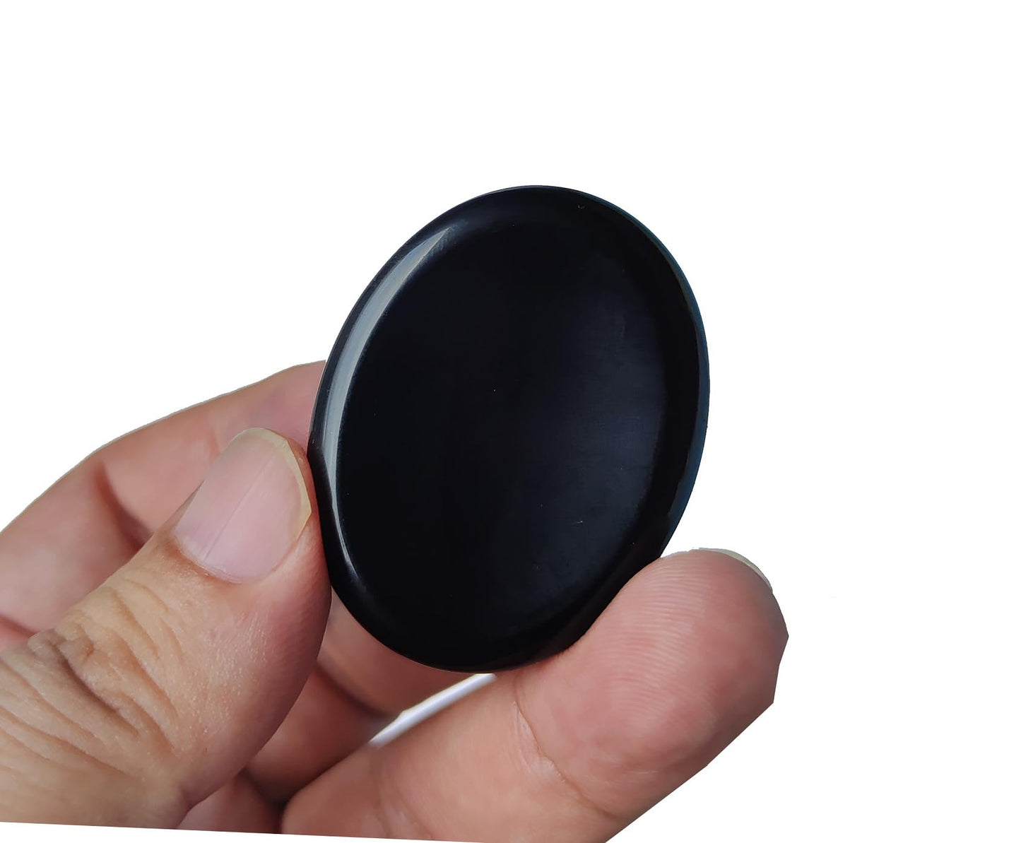 zmgmsmh Handcarved Thumb Worry Stone, Pocket Palm Stones for Anxiety Stress Relief Meditation Therapy Geometry Home Decorations (Black Obsidian-Oval Shape)