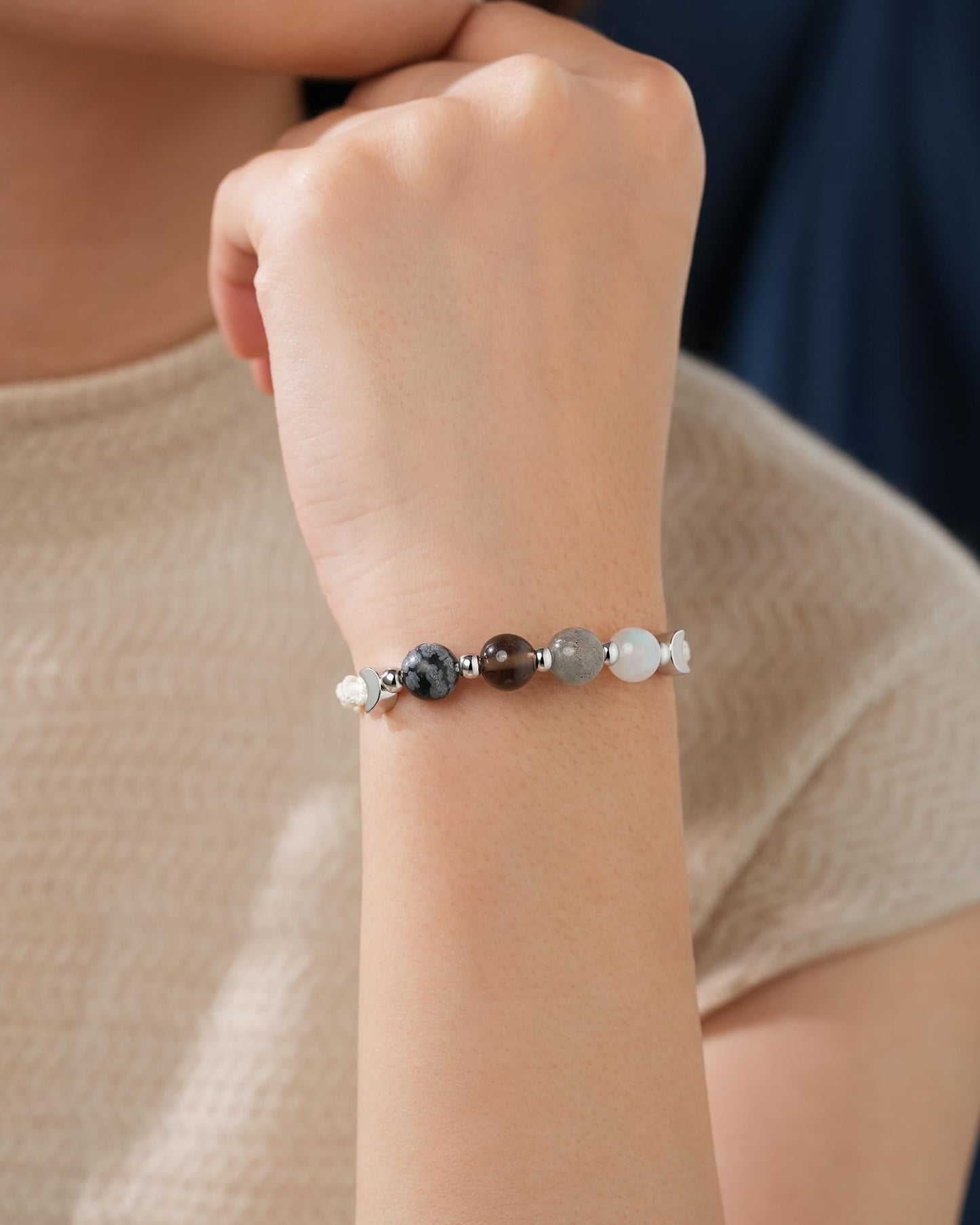 LAVEIR Moon Phase Crystal Healing Bracelet for Women, Natural Stone Beaded Bracelet with Moonstone, Spiritual Bracelets for Intuition, Emotional Balance, Intention Setting, Birthday Gifts for Women