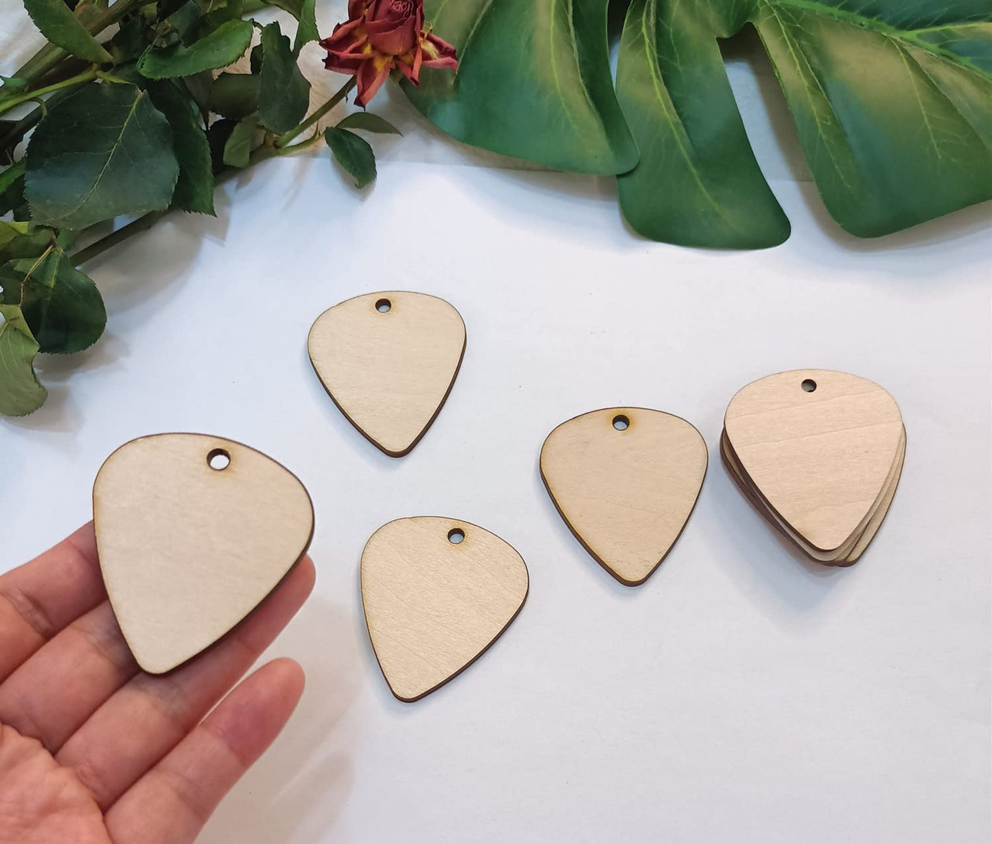 30pcs of Guitar Pick Shape Natural Wood Earrings Blanks,DIY Unfinished Laser Cut Natural Wood Earrings,Blank Wood Jewelry Accessories (1.5'')