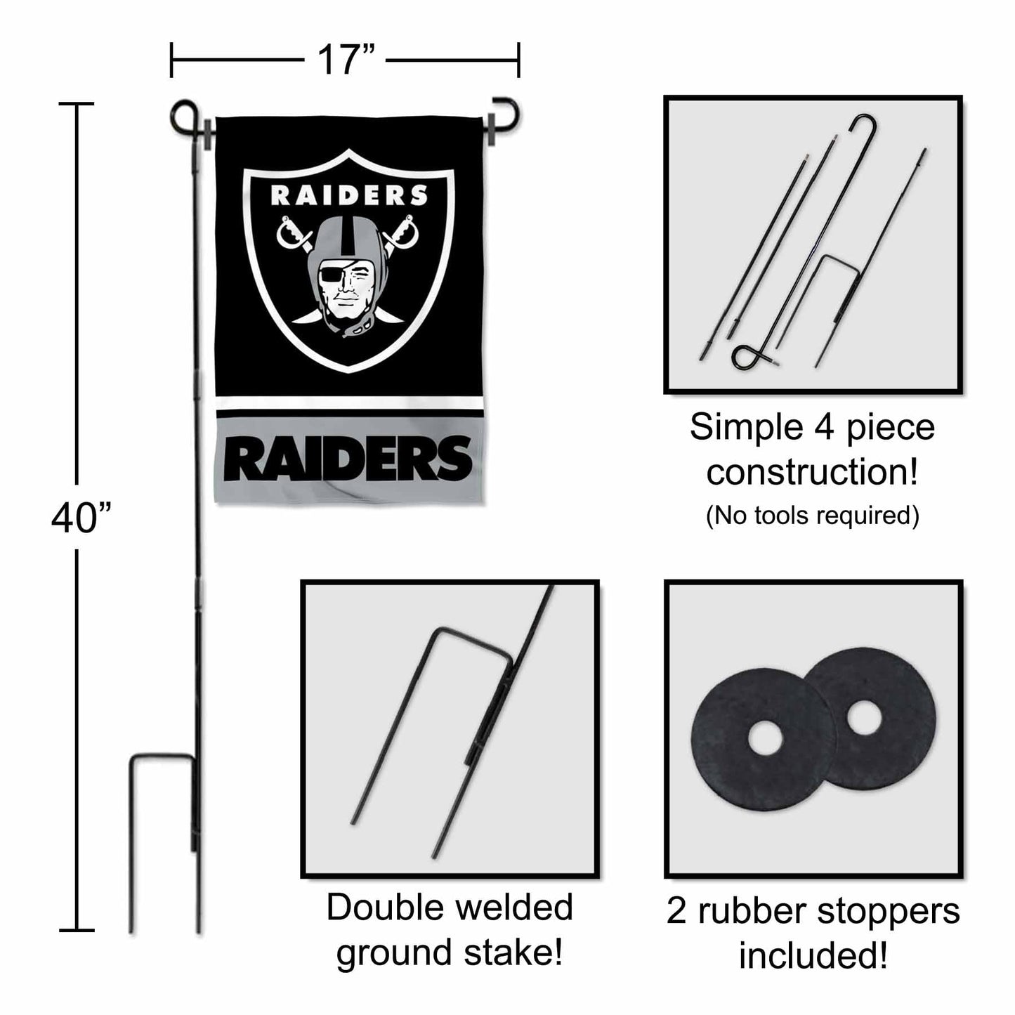 Las Vegas Raiders Garden Flag with Stand Holder