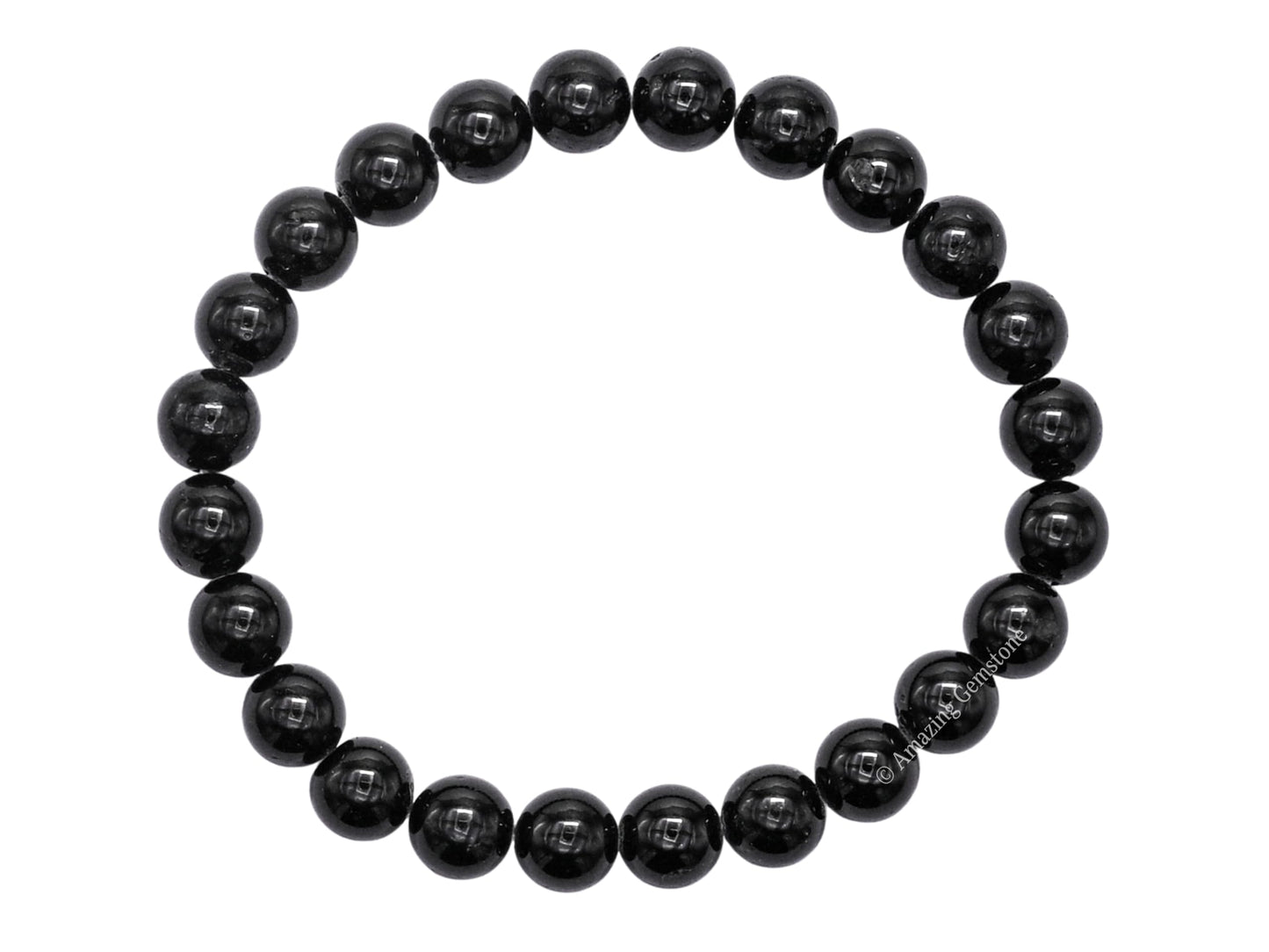 Amazing Gemstone Black Tourmaline Bracelet for Women Men's Gifts - Protection Healing Crystal Bracelet - 8mm Beaded Stretchable Bracelet Pulseras Para Hombres Mujer Stocking Stuffers (Regular)