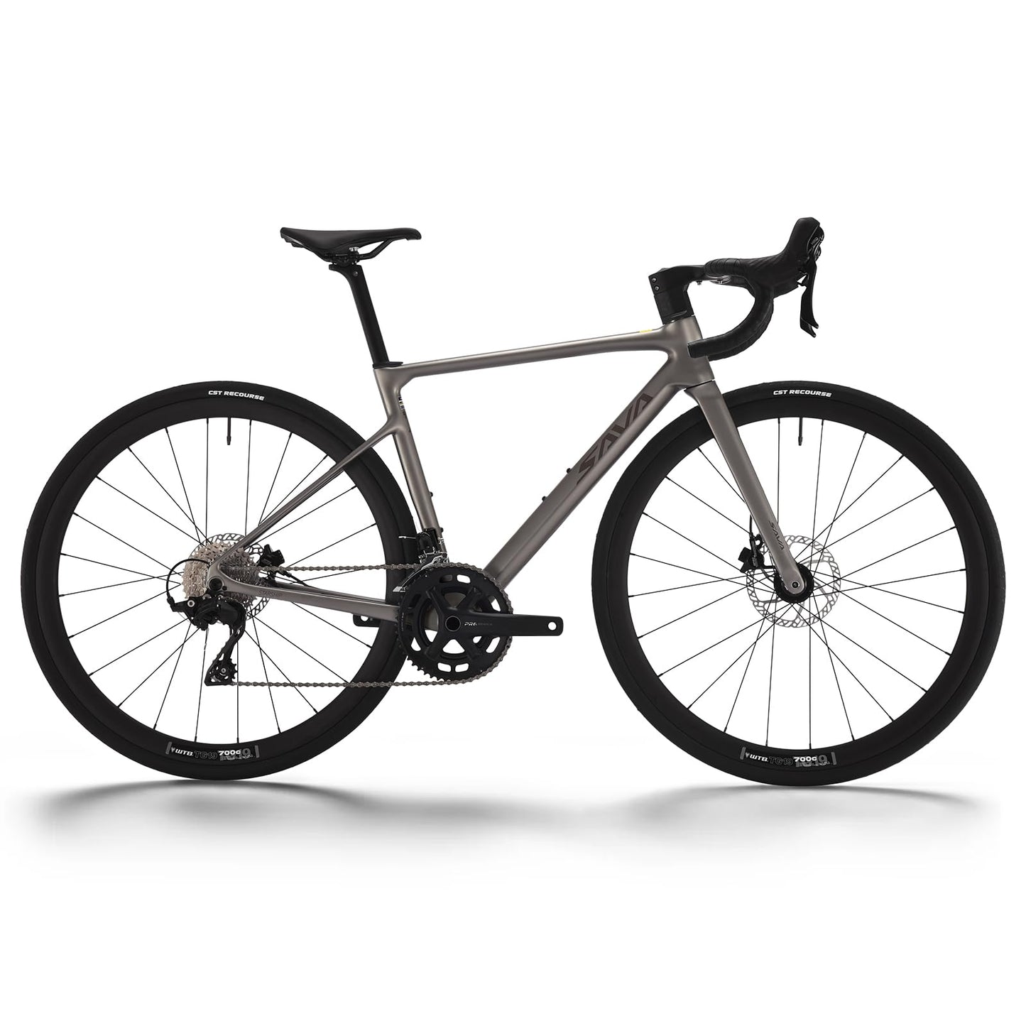 SAVADECK Carbon Fiber Lightweight Road Bike – Full Carbon Frame, Fork, Handlebar & Seatpost, Hydraulic Disc Brake with Shimano 105 R7100 24-Speed Drivetrain – Racing Bicycle for Adults(Gray,52cm)