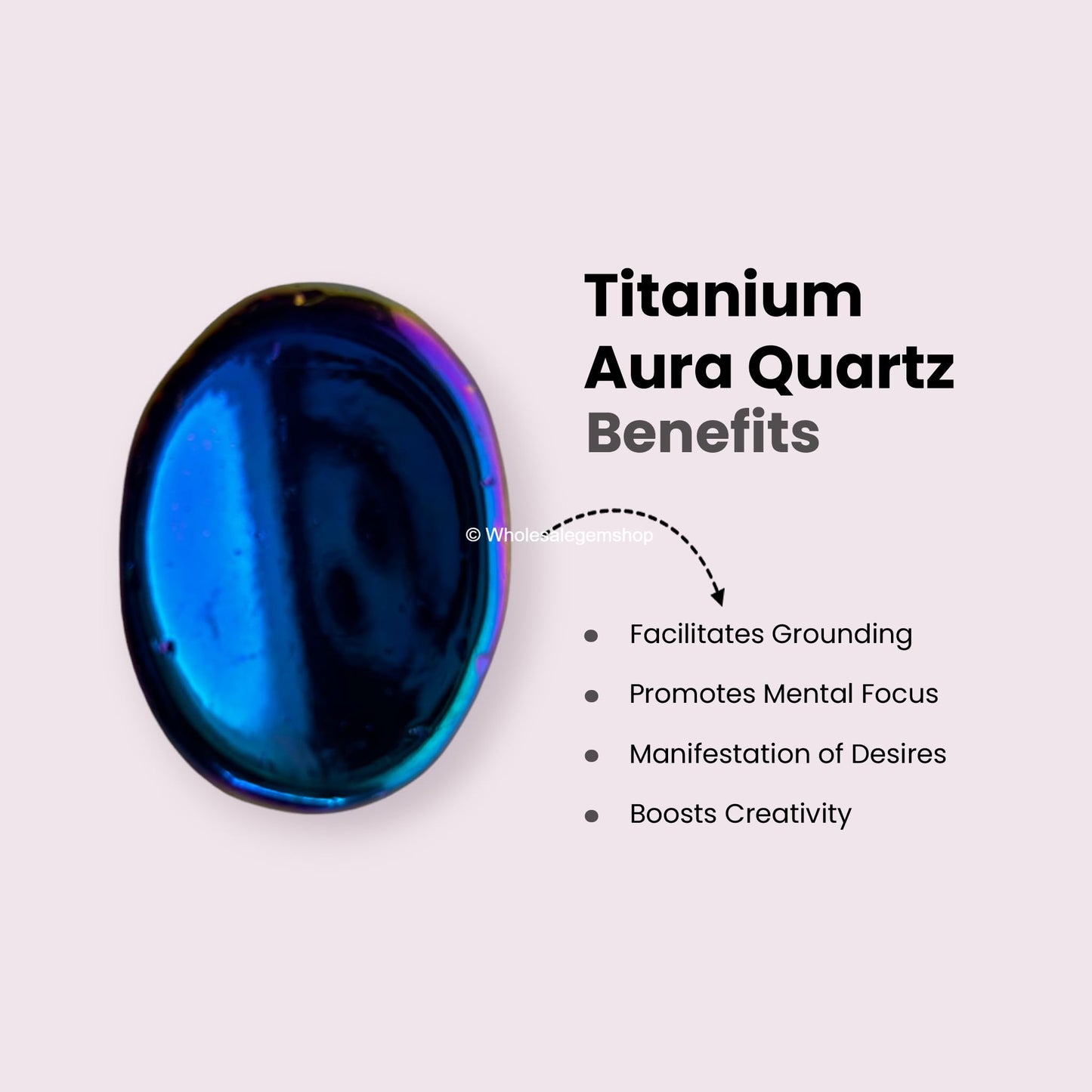 Titanium Aura Quartz Thumb Worry Stones Metaphysical Gemstone Crystal Healing Reiki Men Women Gift FENG Shui Positive Energy Love Wellness Palm Stones Wicca Powerful