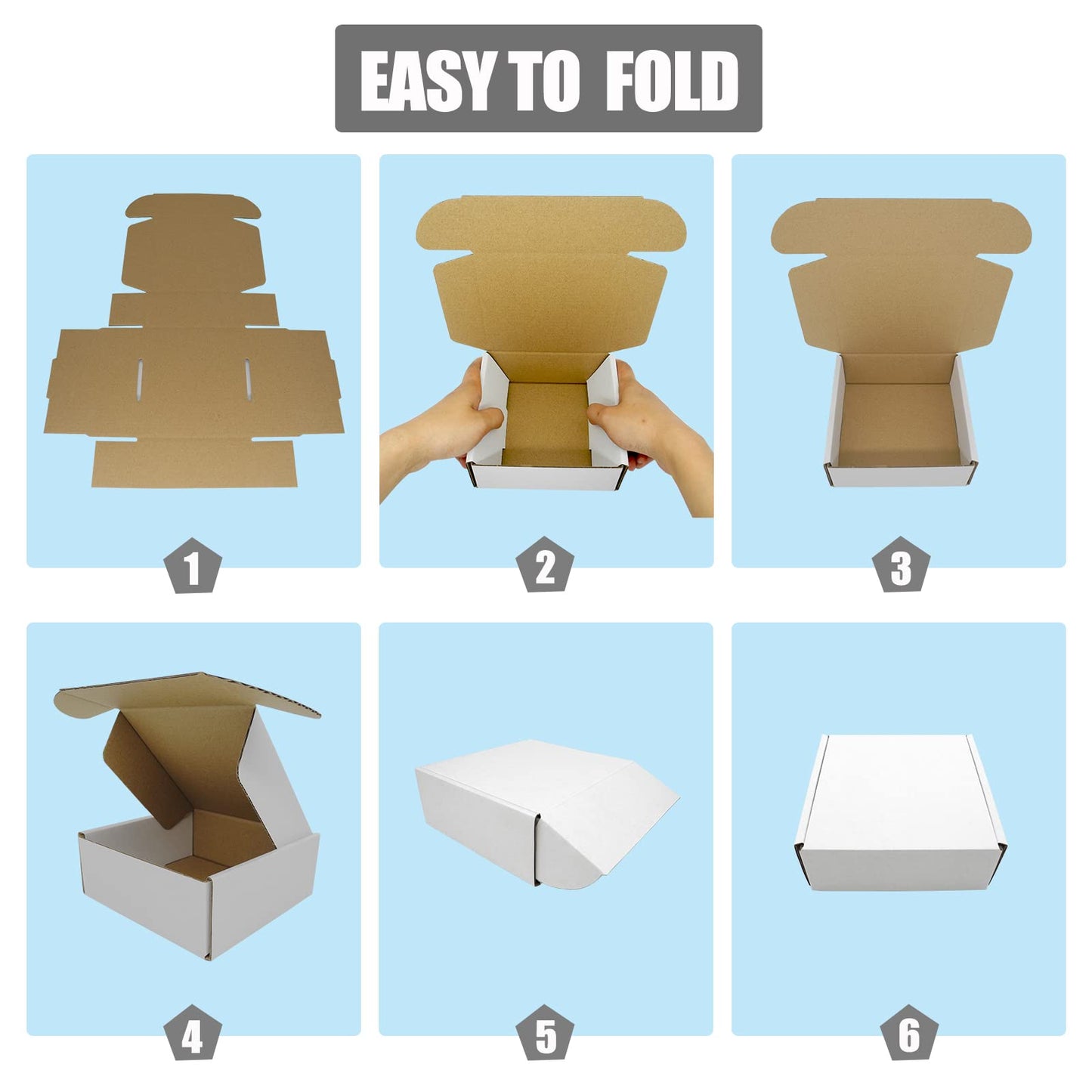 6x4x2 Shipping Boxes Pack of 50, White Corrugated Cardboard Box for Small Business Flat Literature Mailer Mailing Packaging Packing Jewelry Craft Gifts