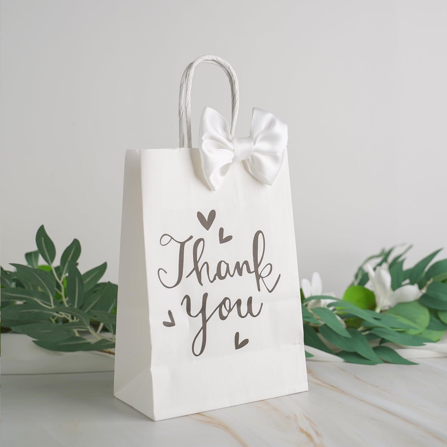 AIMUDI White Satin Ribbon Twist Tie Bows for Treat Bags 3.5" Bow for Crafts White Gift Bows Premade Bow for Cake Pops Candy Apple Wedding Favors Bridal Shower Christmas Decor -24 Counts