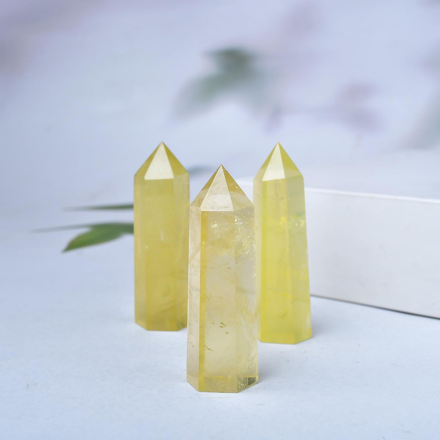 WUYOUSHI 1PCS Citrine Healing Crystals Towers / 1.96-2.36" Natural Reiki Energy Wand Stone 6 Faceted Chakra Quartz Crystal Reiki Meditation Therapy Decoration Gifts