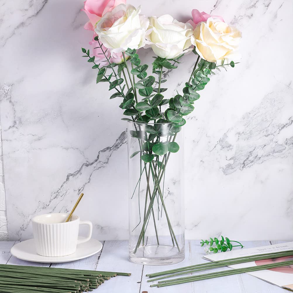 120 Pack Floral Stems Wire for Paper Flower 2 Gauge Flower Stems for Crochet Projects 16 Inch Artificial Green Crafts Wire Wreath Making Supplies for Flower DIY