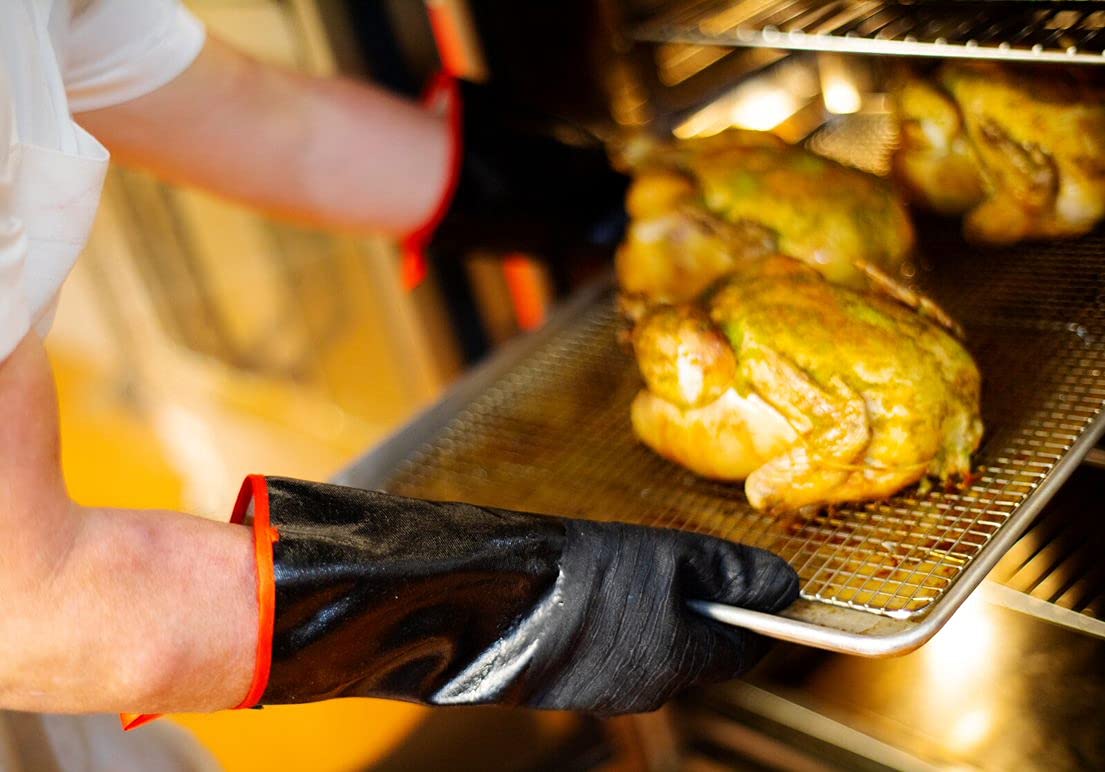 G & F Premium Leather BBQ Gloves, Heat & Fire Resistant, Suede Palm, Puncture & Cut Resistant, Cotton Lining, Ideal for Grilling, Animal Handling, Gardening, Thorn Pruning, Fire Pit & Outdoor Work