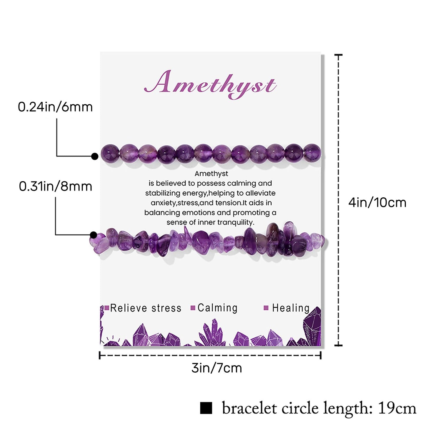 Amethyst Bracelets for Women 2Pcs 6mm Natural Stone Bracelet Crystal Beaded Bracelet Amethyst Jewelry Healing Bracelet for Women