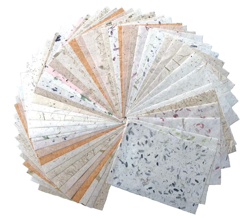 50 Sheets A4 Thin Natural Leaves Rice Straw Mulberry Paper Sheets Art Tissue Washi Paper Design Craft Art Origami Suppliers Card Making Writing (Natural leaves,Onion,etc,, A4)