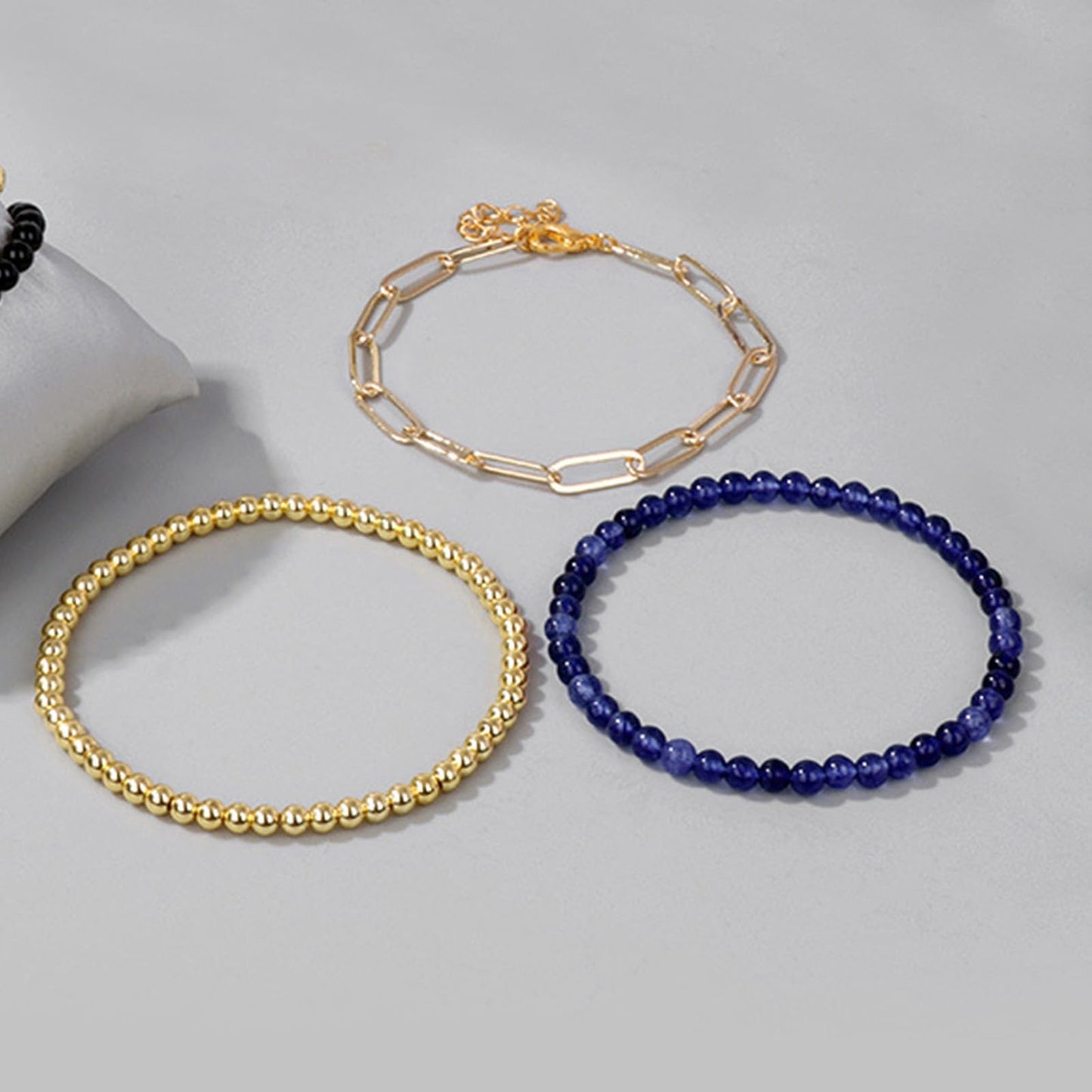 Harry and Henry Gold Beaded Bracelets for Women Gold Crystal Stackable Bracelets for Women Elegant Bead Bracelet Set Boho Jewelry Gift