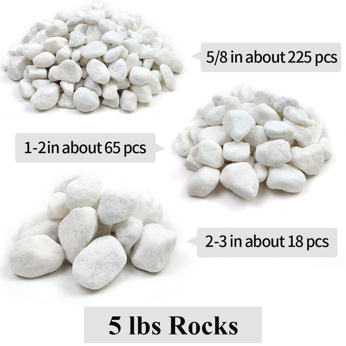 YISZM 5lb White Pebbles for Indoor Plants, 2-3 Inch Natural River Rocks, Snow White Decorative Stones, Ideal for Fish Tank, Vases, Crafting, Home Decor and Garden Landscaping Rocks