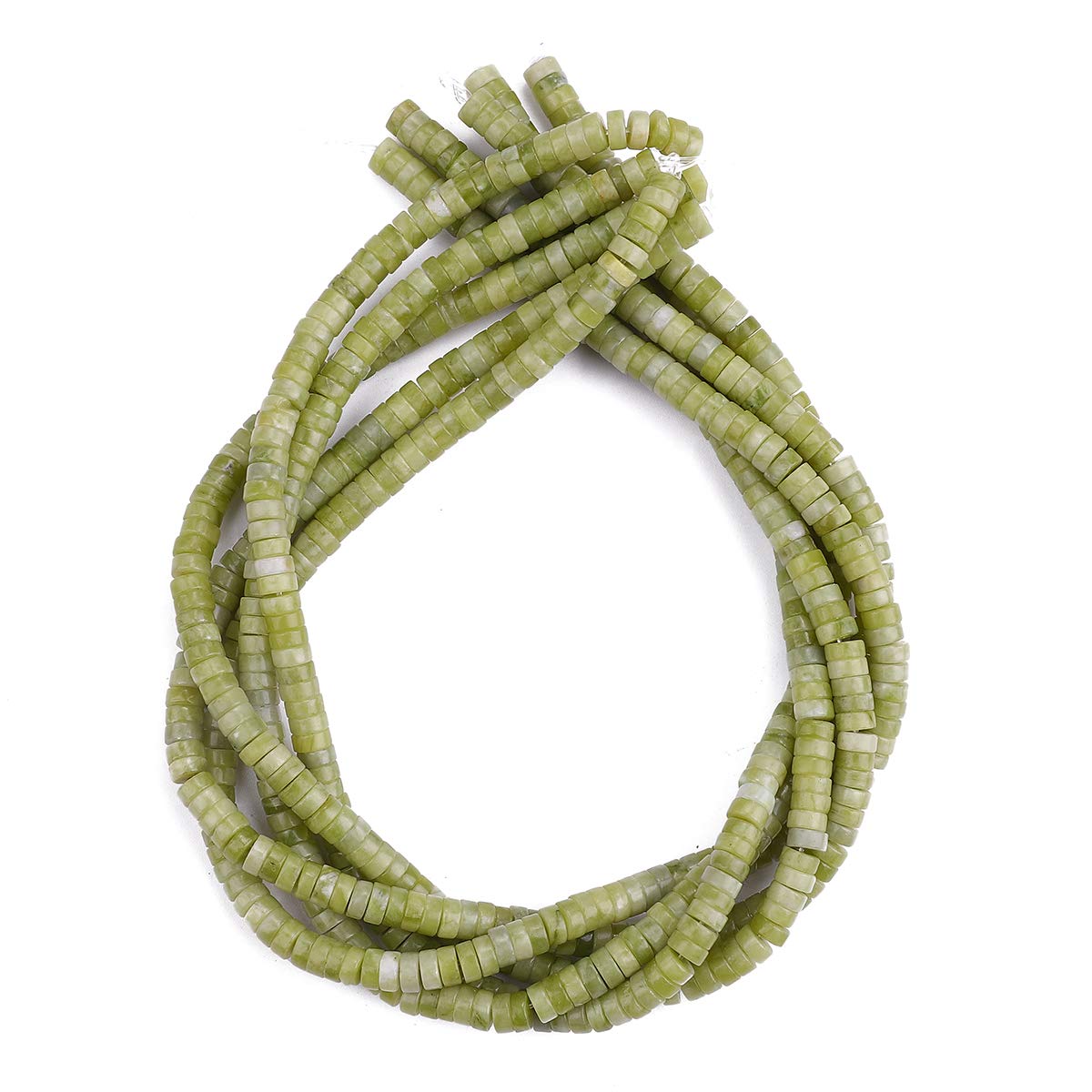 BEADIA Natural Taiwan Jade Spacer Beads Caps Loose Semi Gemstone for Beading Jewelry Making 6mmx3mm 38cm